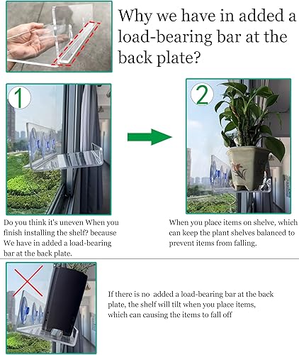 Miniatura 8 de Window Shelf for Plants 12 Inch 2 Pack, Suction Cup Clear Acrylic Indoor Plant Shelf Window Ledge Garden- Window Sill Extender for Micro Greens Kit,