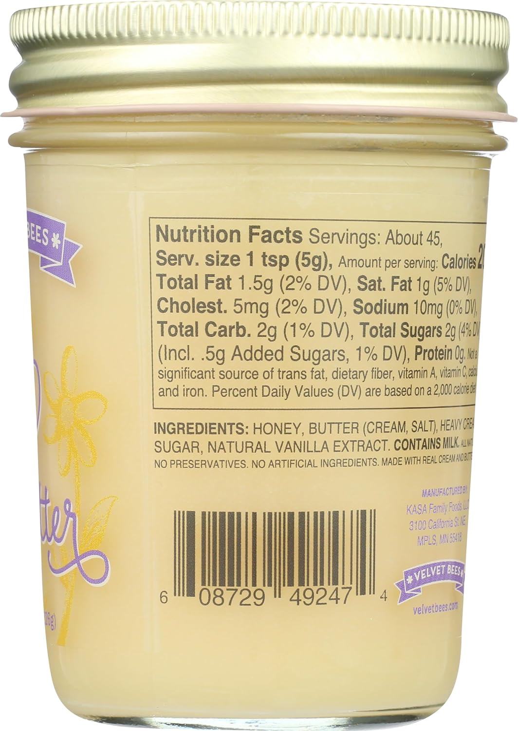Velvet Bees, Butter Honey, 8 Ounce