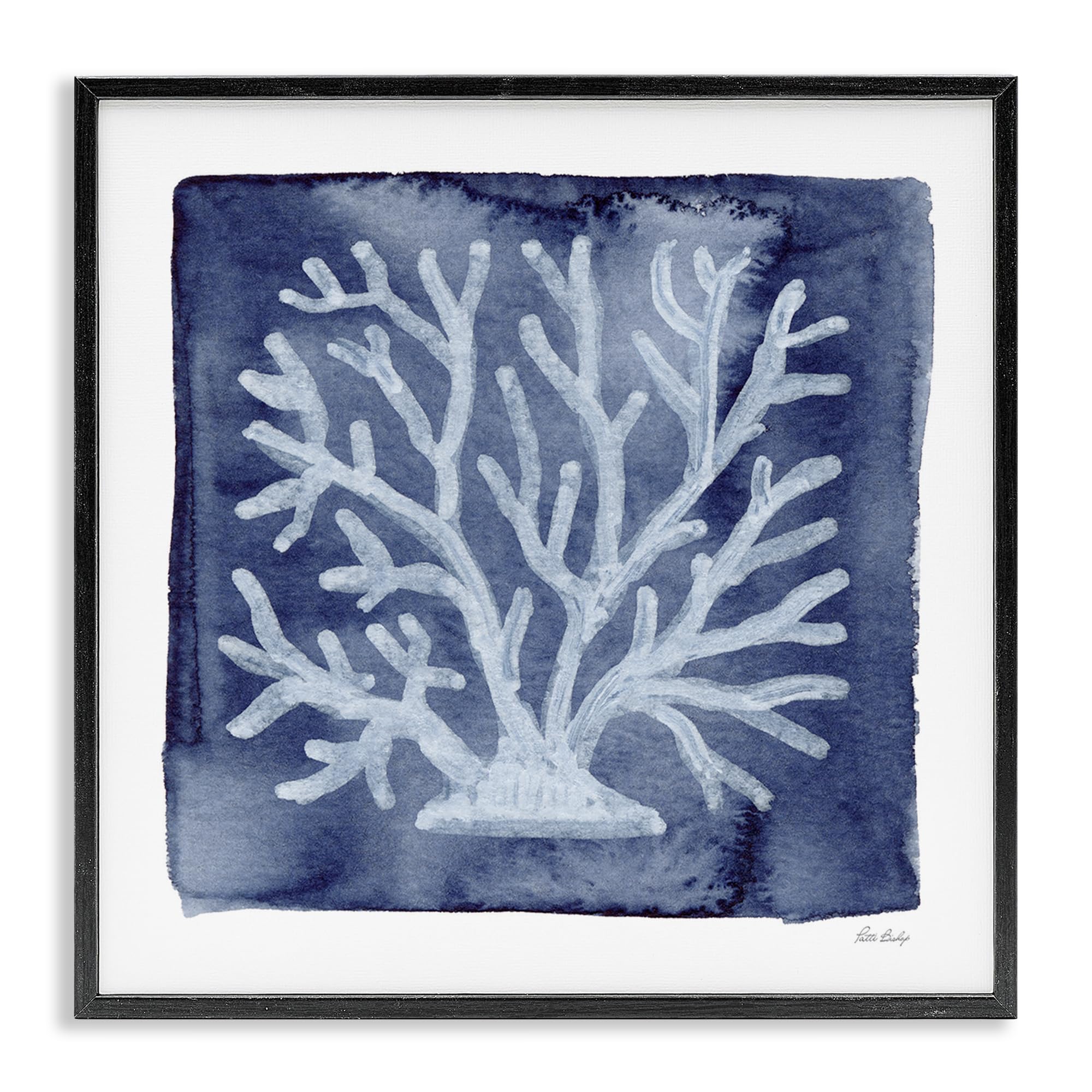 'White Coral on Indigo'| Framed Giclee Art