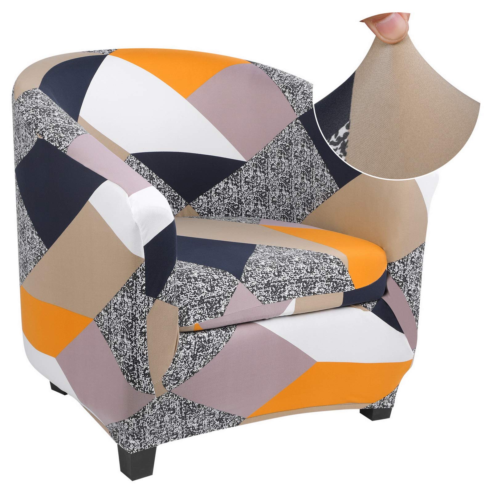 Jaotto Copripoltrona 1 Posto Elasticizato,Fodere Copripoltrona Universale,Copripoltrona da Cocktail Chesterfield Rimovibile Lavabile Antiscivolo per Bancone Soggiorno Tullsta,Geometria Arancione