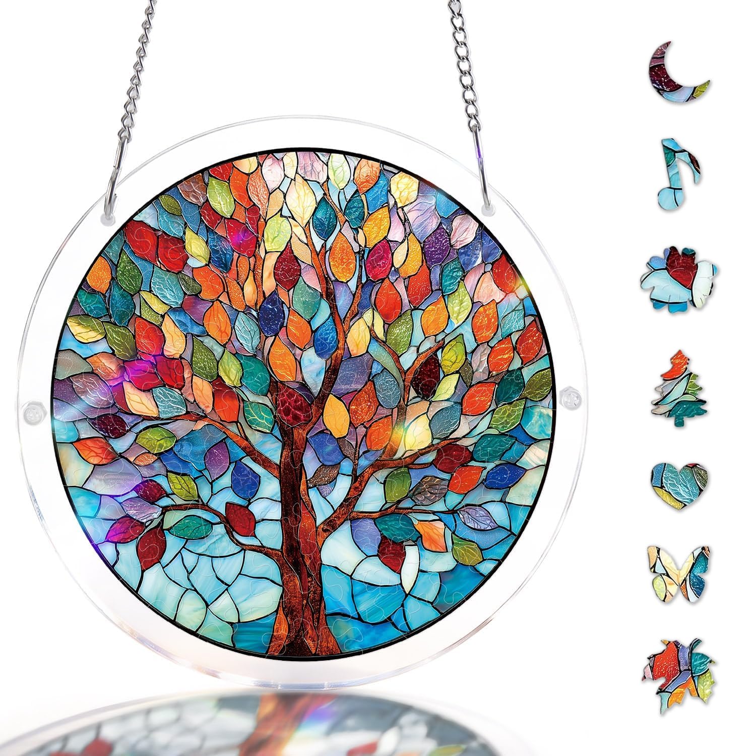 Acrylic Suncatcher Jigsaw Puzzle-Vivid Tree of Life, Window Suncatcher Acrylic Puzzle 8.2 In, DIY Suncatcher Kits for Adults, Home Garden Decor Gift for Women, Mom, Friends