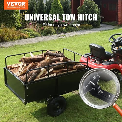 Miniatura 2 de VEVOR Carro de descarga de acero resistente para vehículos todo terreno, 750 libras y 15 pies cúbicos, remolque utilitario de jardín con lados