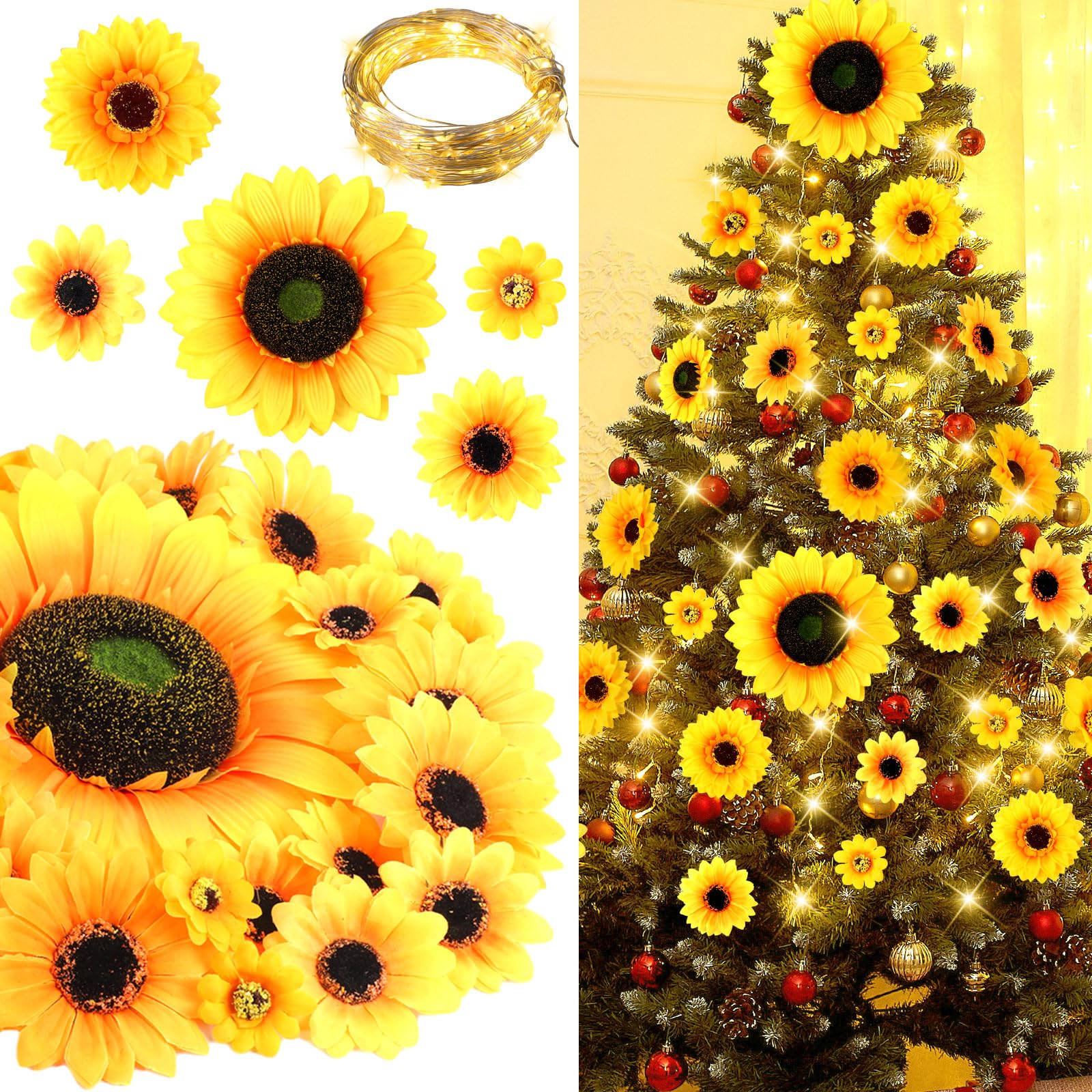 Amazon.com: Crowye 124 Pcs Christmas Sunflower Tree Ornaments