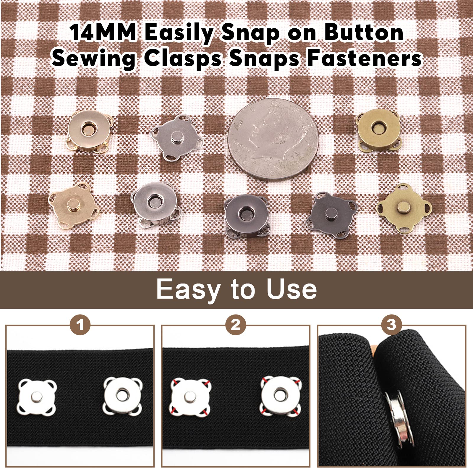 Wokape 40Sets 4 Colours 14 Mm And 18 Mm Plum Blossom Magnetic, image size:1600x1600