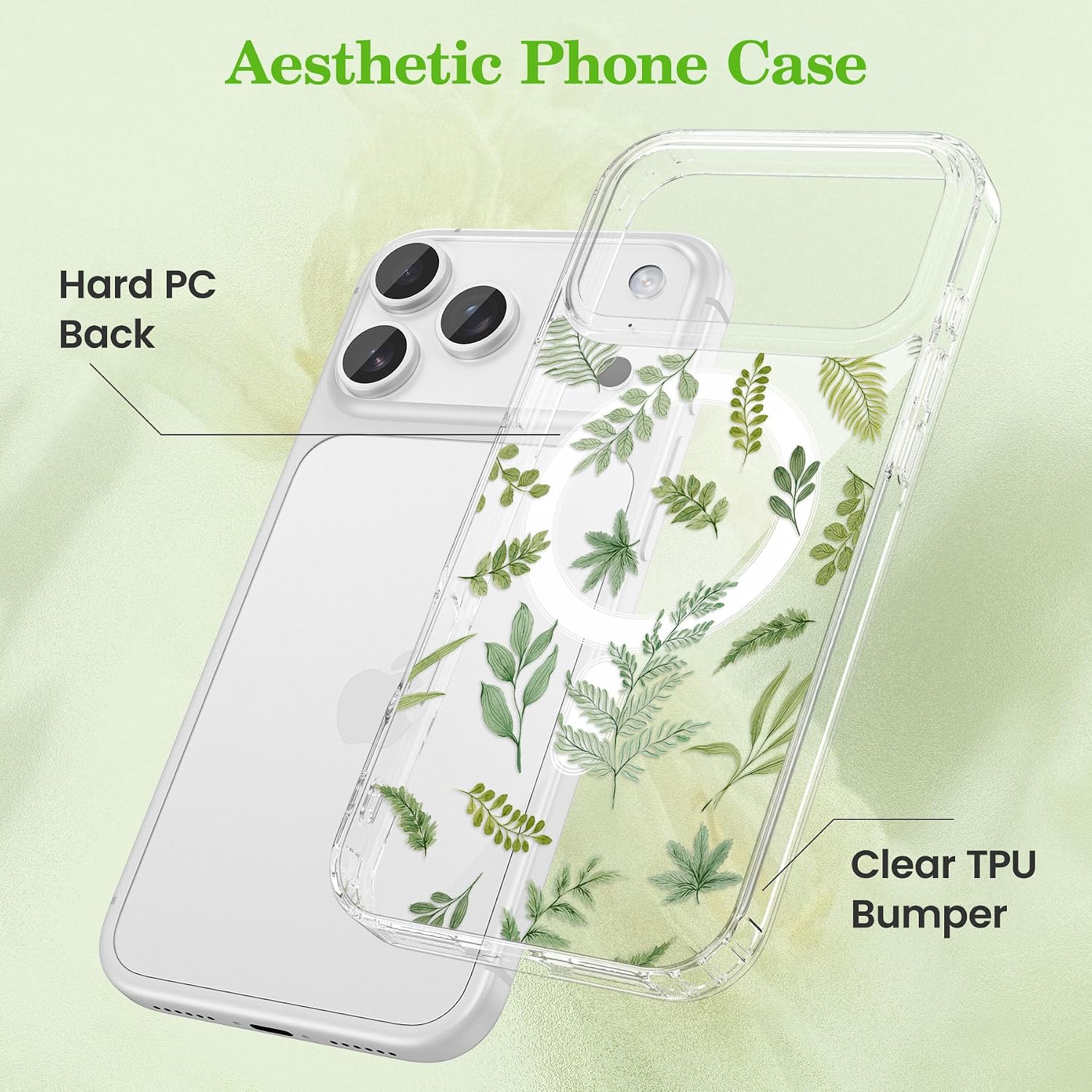 ZTOFERA for iPhone 18 Pro Case Fit for MagSafe - Green Leaf image 3