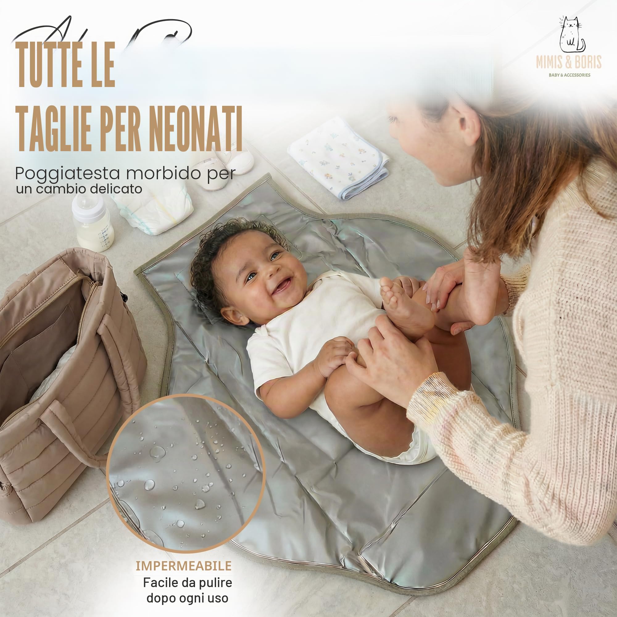 Mimis & Boris Borsa passeggino, impermeabile, con fasciatoio, set maternità | | Si aggancia al passeggino per portare le mani libere, tasca impermeabile per vestiti sporchi, regalo ideale per neonati