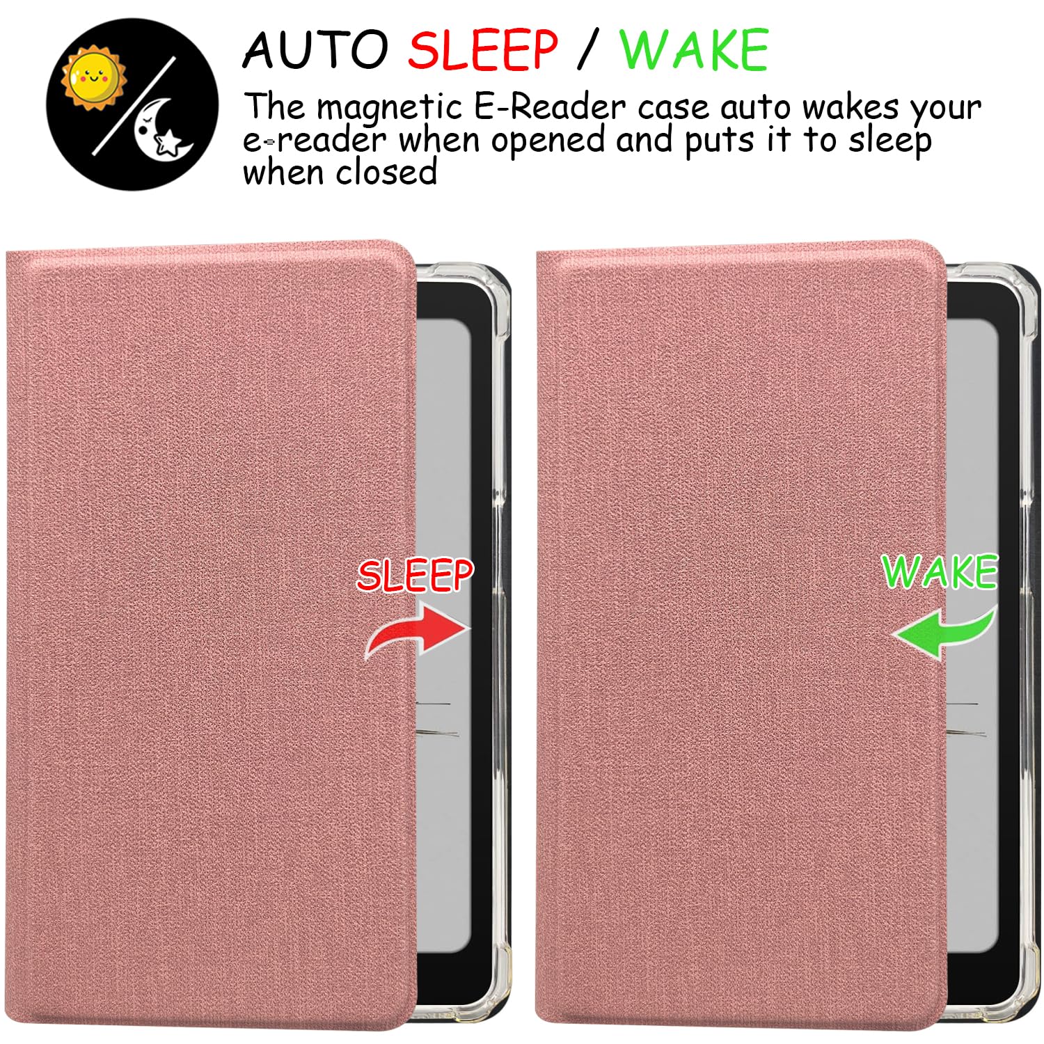 Custodia a libro magnetica rimovibile 2 in 1 per Onyx Boox Palma2 (2024) Cover trasparente in TPU con funzione sleep/wake automatica, chiusura magnetica fibbia (panno rosa rosa)