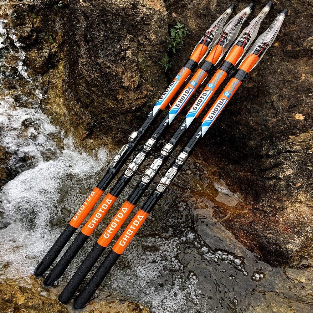 Canna da Pesca Telescopica qualità in Fibra di Carbonio della Roccia Canna da Pesca telescopica Potenza Roccia Carp Feeder Barche Rod Mare Viaggi(5.4 m)