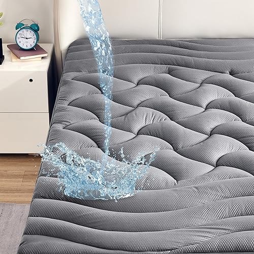 Miniatura 1 de SLEEP ZONE Protector de colchón impermeable tamaño Queen con bolsillos profundos, funda ajustable extra gruesa para dolor de espalda, 60 x 80