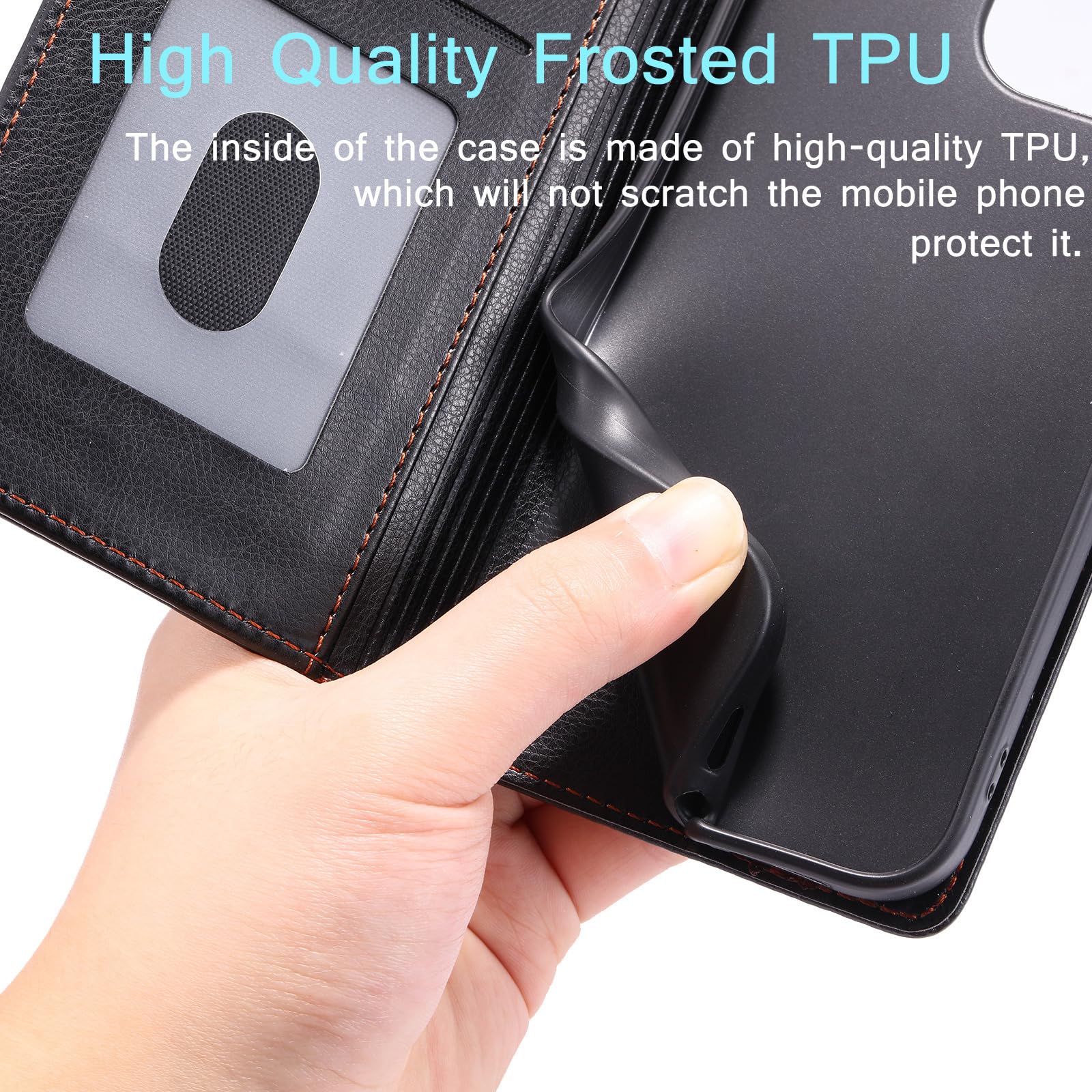 Skórzane etui na telefon komórkowy do iPhone'a 15 Pro Max/15 Pro/15 Plus/15, skórzane etui odporne na upadki, etui z klapką, miejsce na kartę, funkcja stojaka, etui na telefon, pomarańczowe, 15