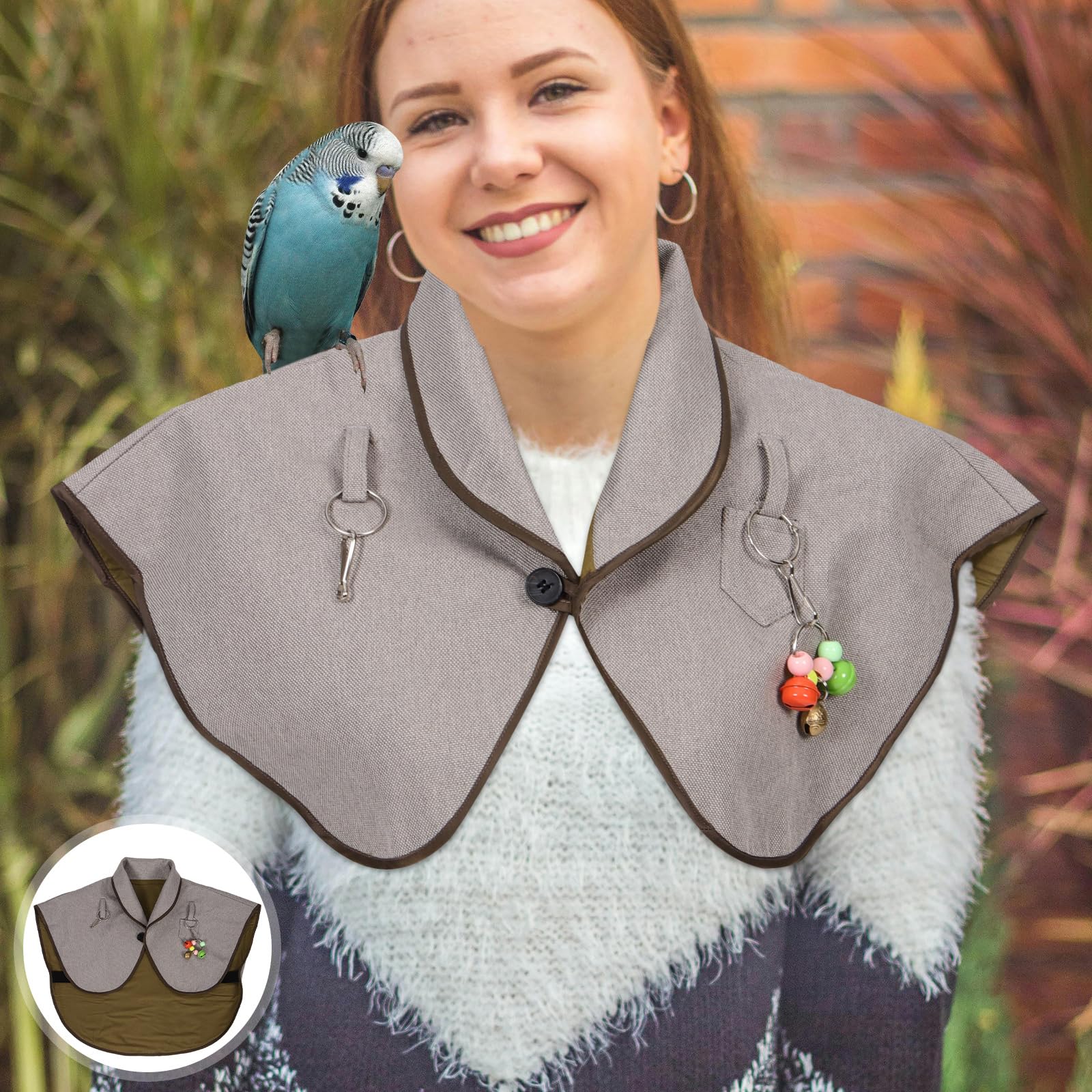 POPETPOP Parrot Scratch Shoulder Protector Reusable Cotton Pet Pad Shawl for Medium Birds