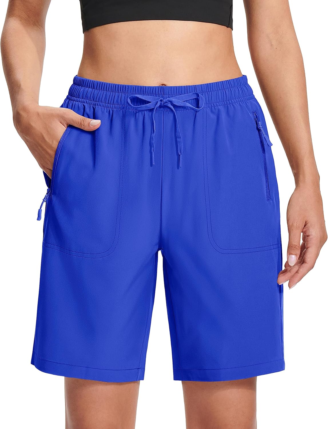 MAGCOMSEN Women's Hiking Shorts Lightweight Quick Dry 8" Golf Shorts Water Resistant with 3 Zipper Pockets