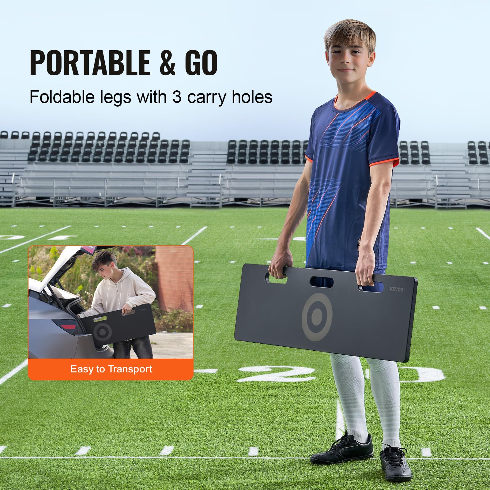 VEVOR Planche de Rebond de Football, Mur de Football Portable 100 x 30 cm avec Rebond à 2 Angles, en PEHD, équipement d'entraînement de Football pour Enfants, Adultes, entraînement de Passe et de tir