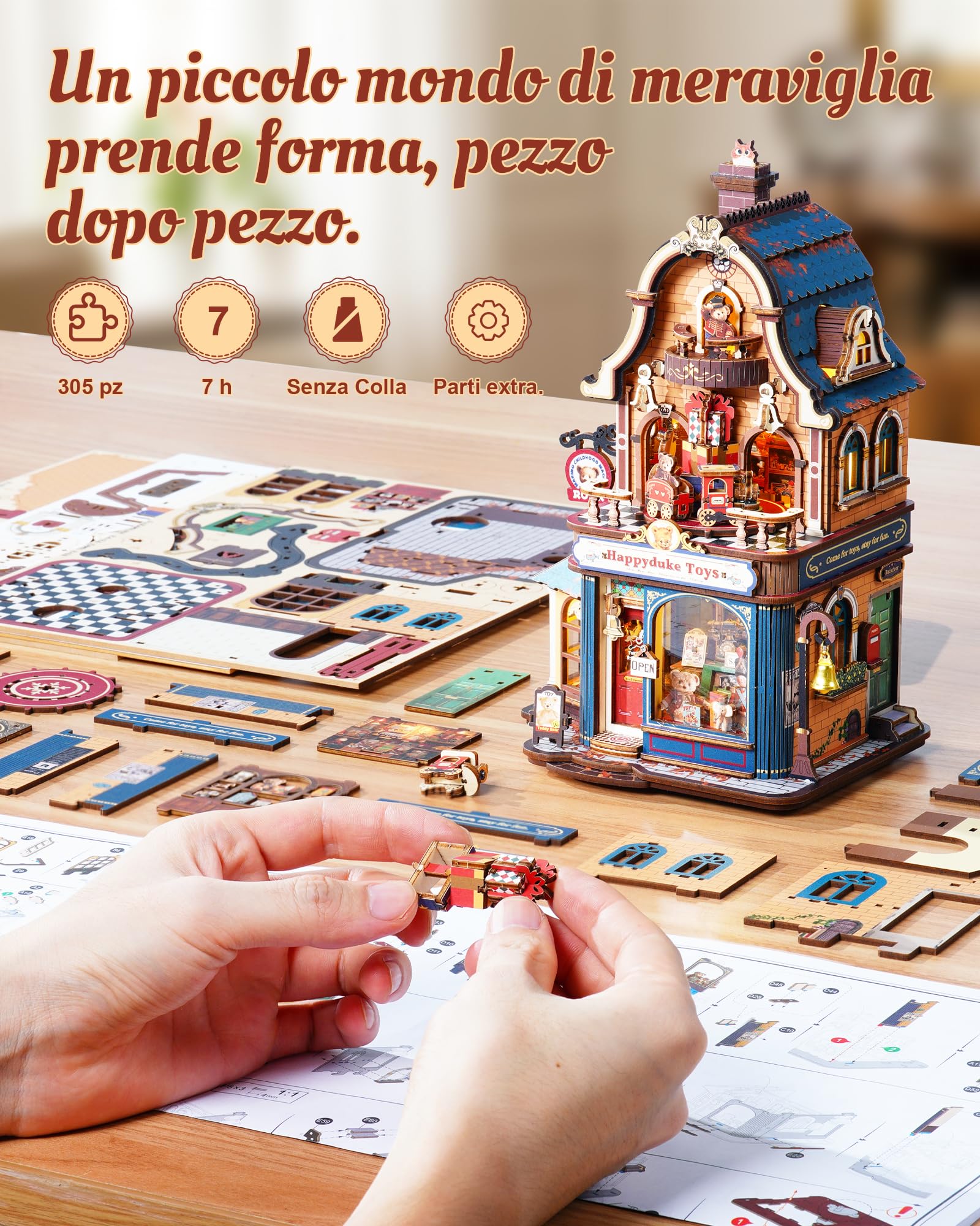 ROKR Happyduke Toy Shop Puzzle 3D in Legno per Adulti, EAM01 | Regalo per adulti,Miniatura decorativa per scrivania