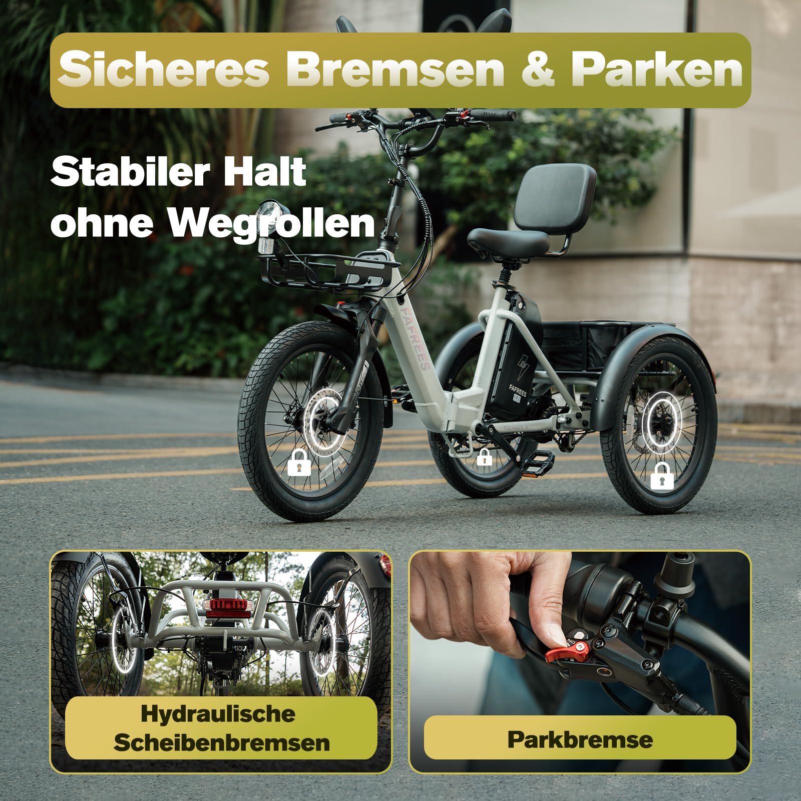 Fafrees F20 Mate Elektro Dreirad für Erwachsene, E Bike Klapprad 20 * 3.0 Zoll, E-Bike 3 Rad Lasten 48V 65 Nm, senioren e-Dreirad Hydraulische Bremsen, Belastung 180KG