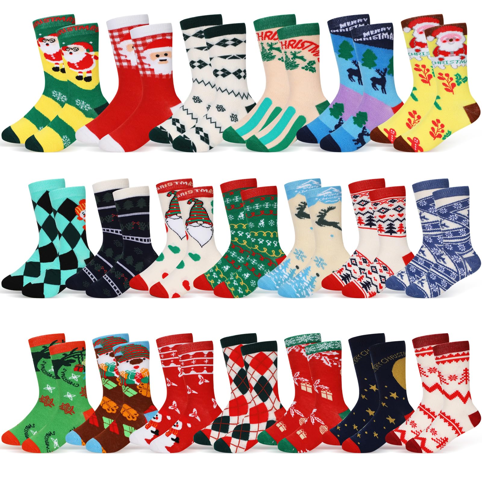 20 Pairs Kids Christmas Socks Bulk Children Christmas Fuzzy Socks