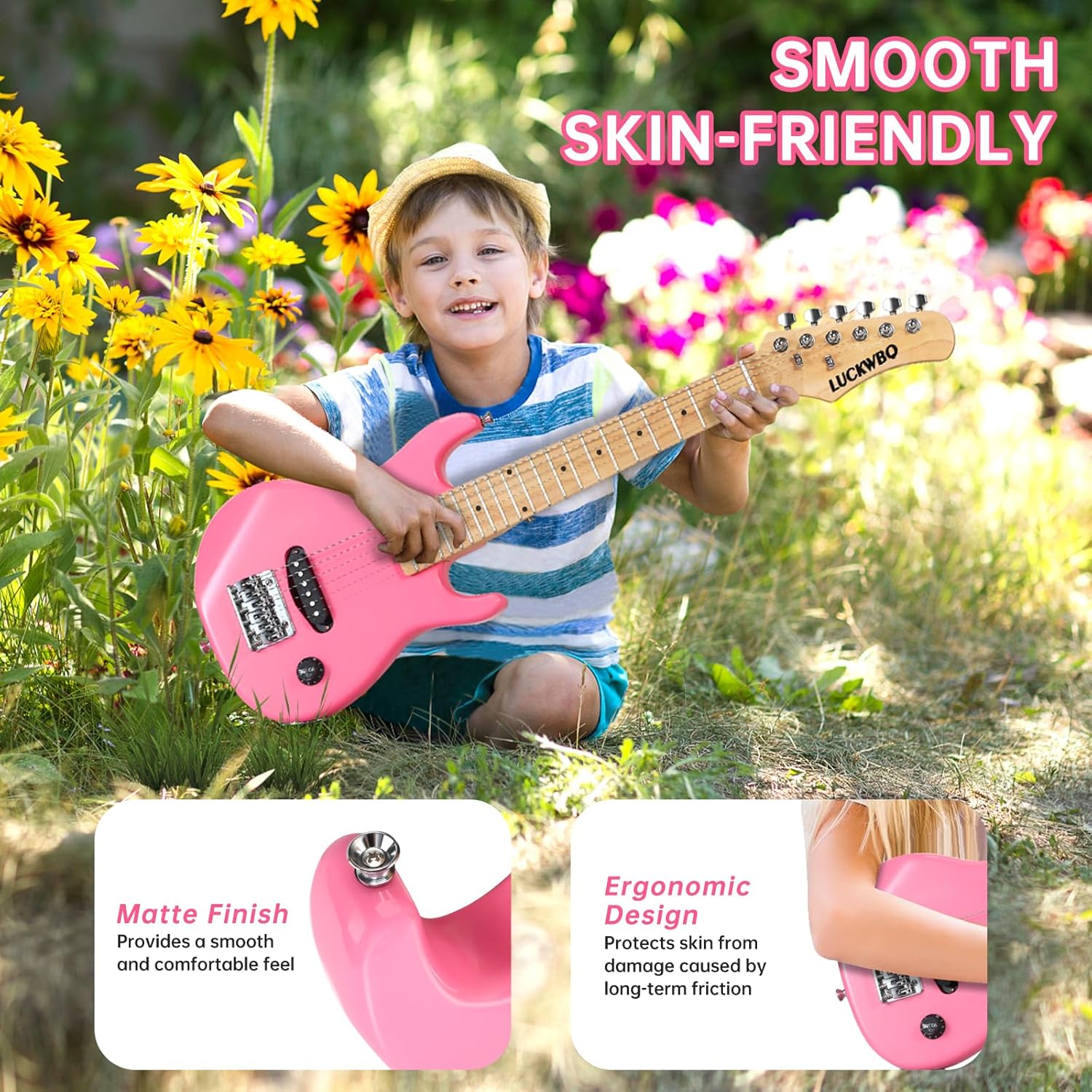 30 Inch Kids Electric Guitar Beginner Kits ST Style Mini Electric Guitar for Boys Girls，Electric guitar Starter Kit w/ 5W Amplifier, Strap, Gig Bag, Strings, tuner，strings，Picks(Pink)