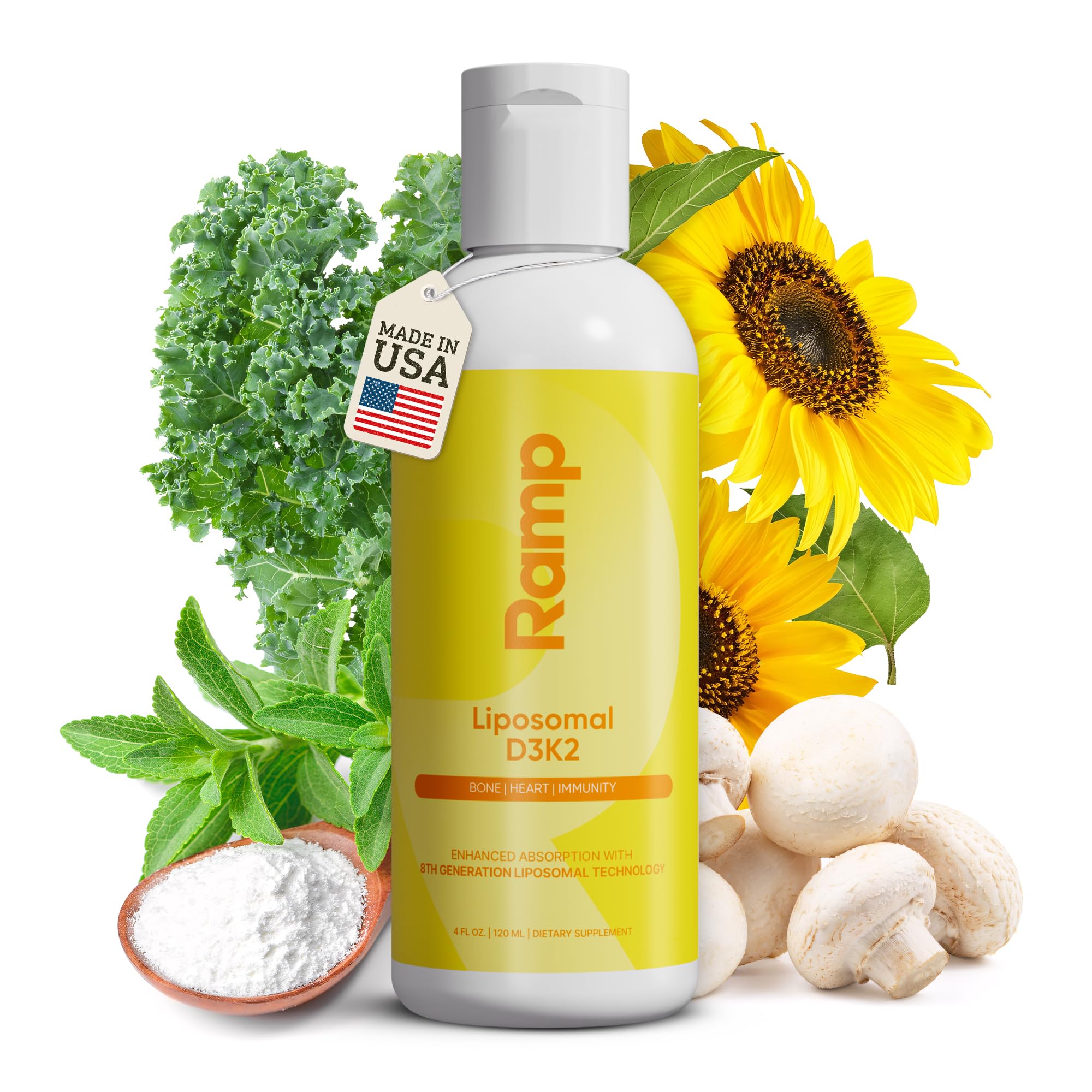 Liposomal D3 K2 Liquid – Vitamin D3 2500IU + K2 MK-7 200mcg – Bone Density, Calcium Absorption & Immune Support – Liquid Vitamin D Drops – Vegan, Non-GMO – 60 Servings — Amazon image 2