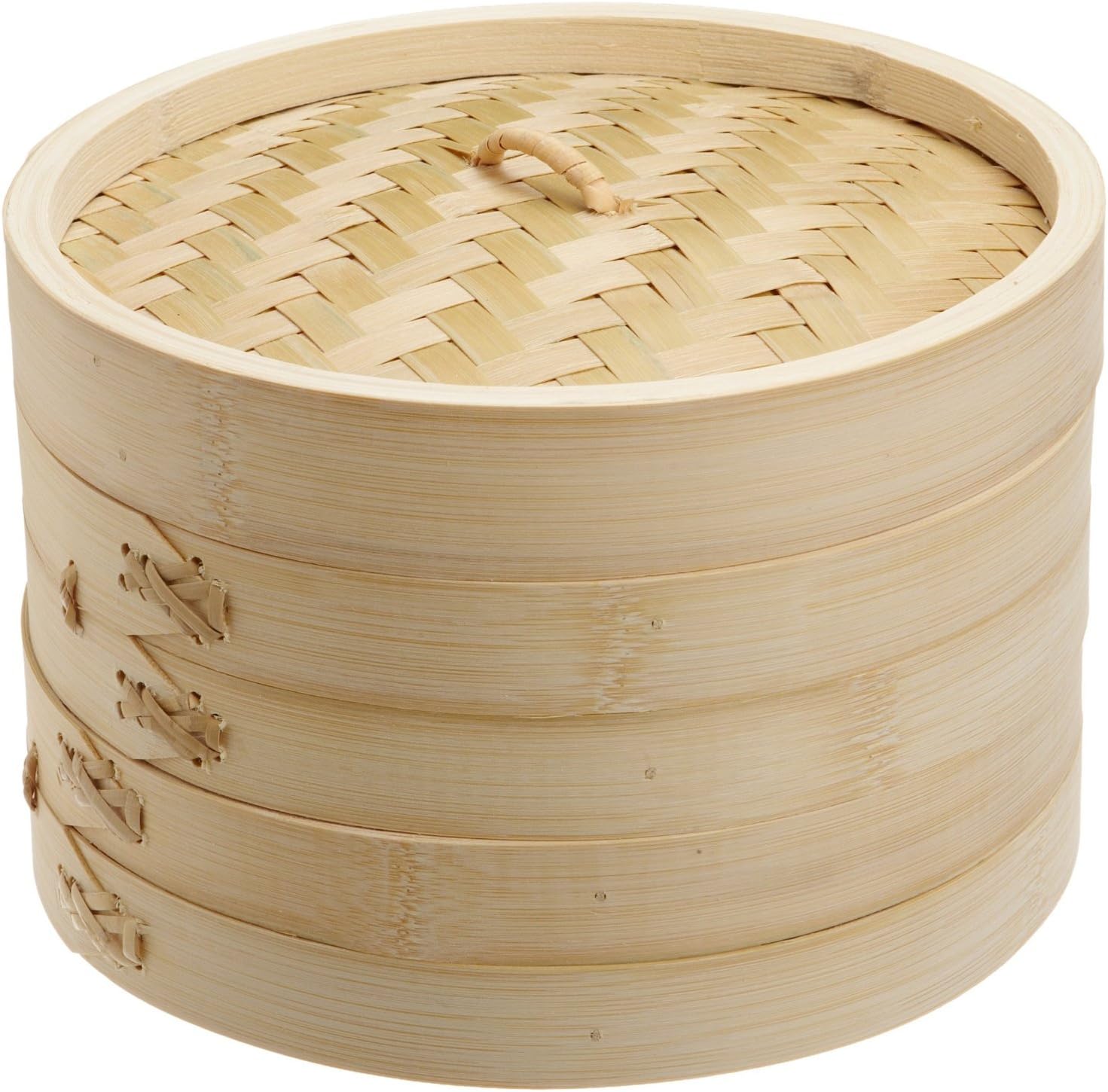 JapanBargain 2221, Bamboo Steamer Basket 6 inch Chinese Food Rice Vegetable Dim Sum Buns Chicken Meat Seafood Dumpling Steamer, 6-inch
