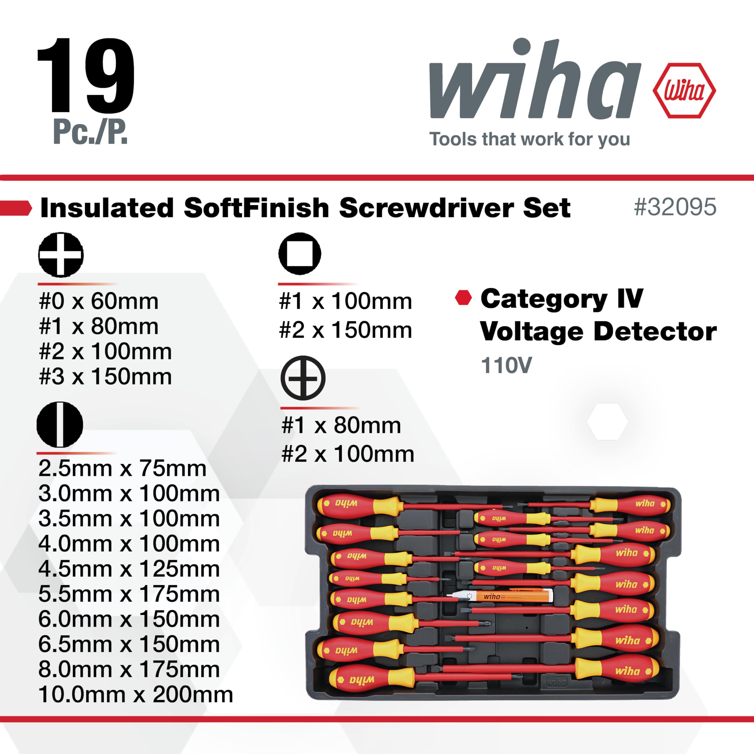Wiha ranurados y Phillips destornilladores, 32095