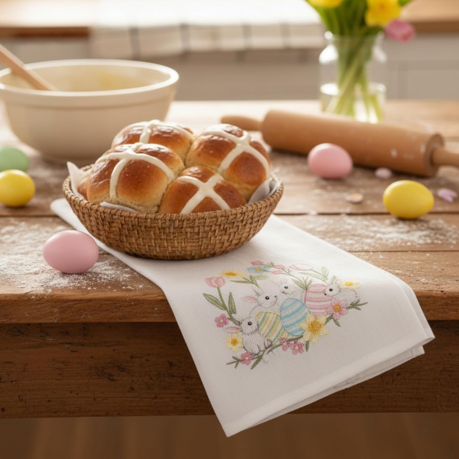 Thick Cotton Napkins – Flour Sack Napkin for Kitchen, Set of 24 (18"x18"), 100% Cotton, Highly Absorbent Hand Towels, Reusable Baking Cloths for Bread Proofing, Pastry & Tea Towels – White