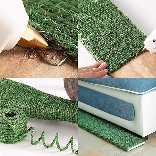 Miniatura 4 de JSPYFITS - Cuerda de sisal verde para gatos de 0.236 pulgadas, cuerda de sisal duradera de 14 de pulgada para reparar, recuperar o rascar tú mismo,