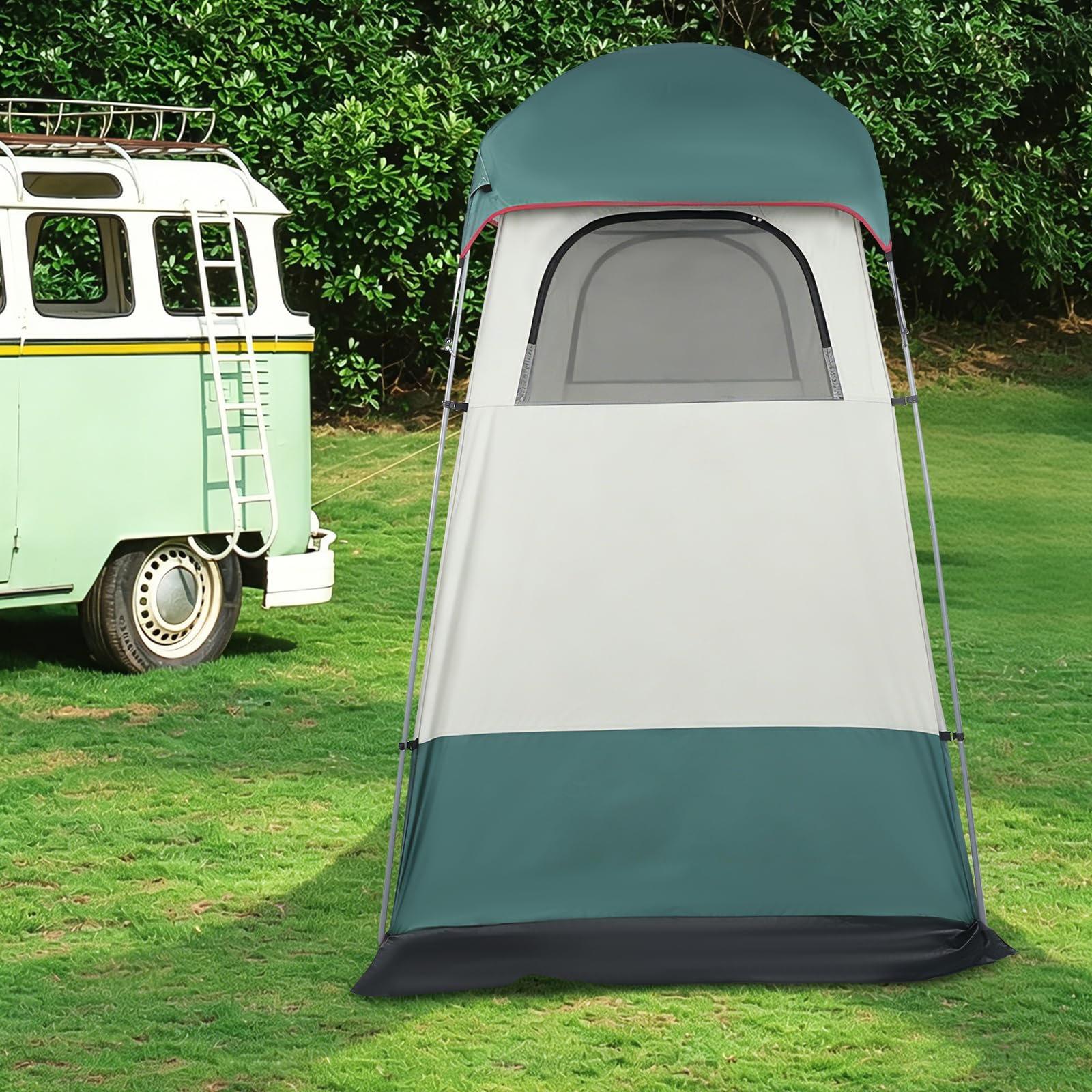 Camping Duschzelt, Duschzelt mit Boden-Tuch 1 Person, Toilettenzelt, großes Umkleidezelt Lagerzelt Camping Privatsphäre Strandzelt Unterstand,160x160x240cm