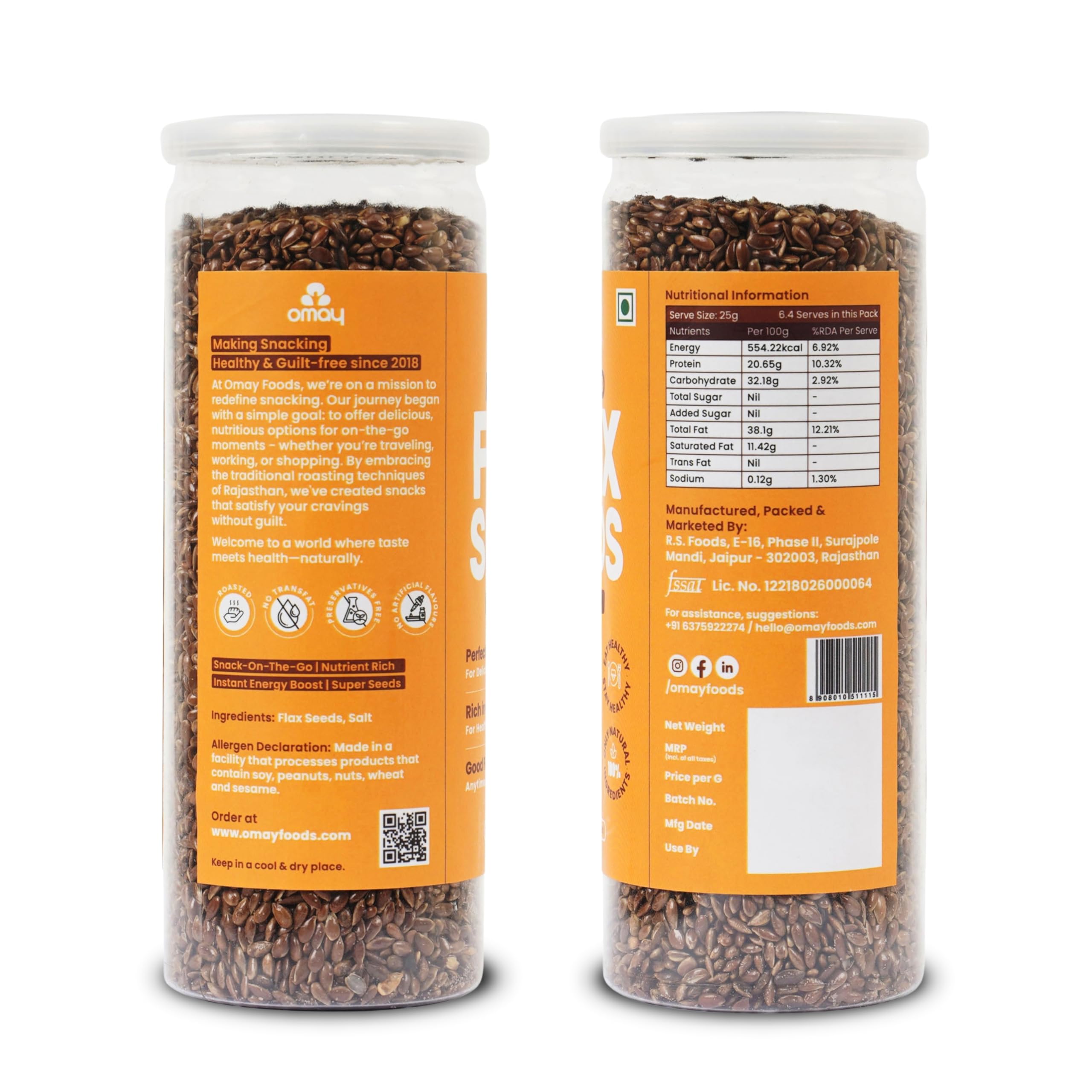Omay Foods Roasted Flaxseeds, 160g Jar (Pack of 2) | Healthy Flax seed- Roasted, Crunchy - Image 3 thumbnail