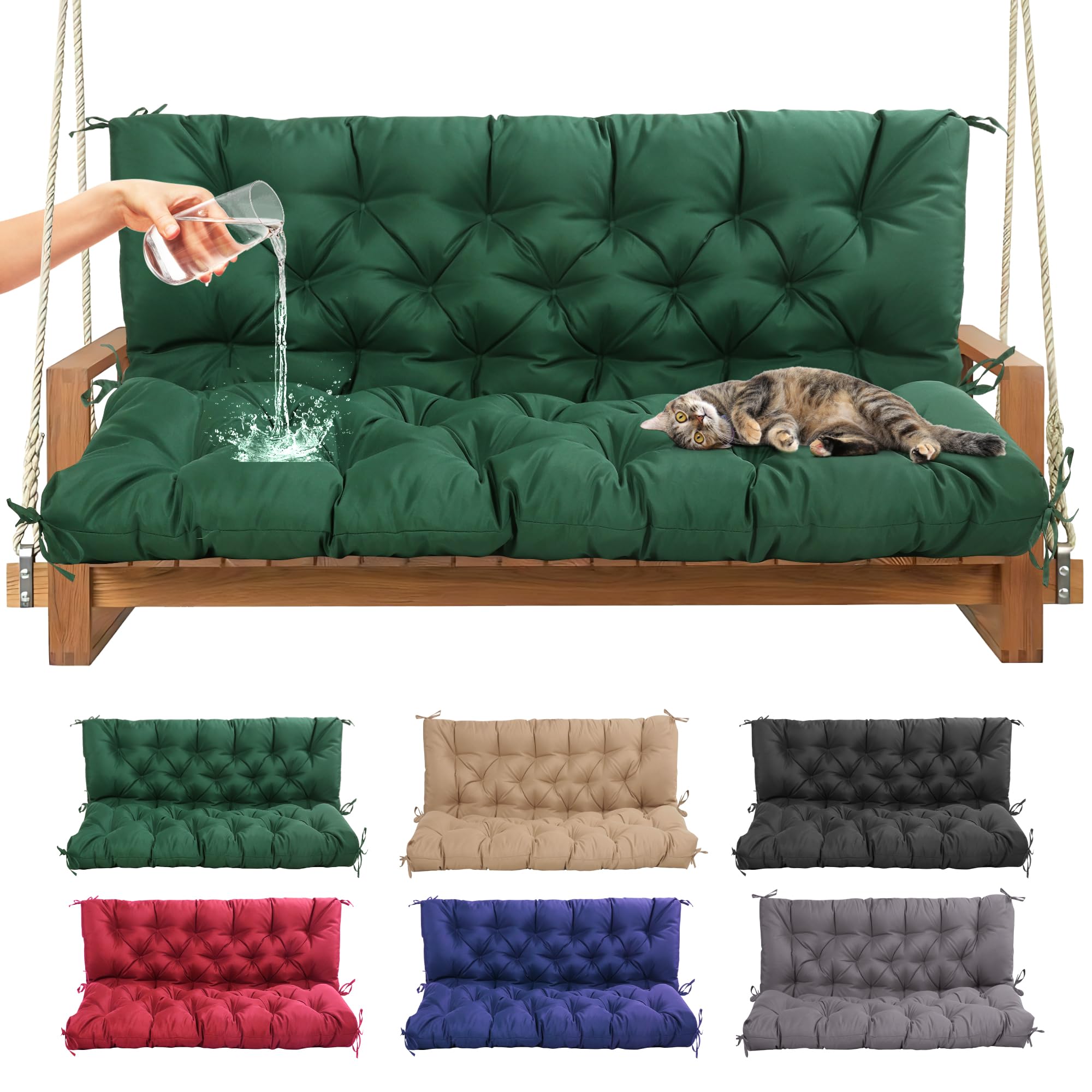 Porch Swing Cushions 60 Inch Waterproof Replacement for Outdoor Furniture