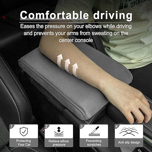 Miniatura 4 de Amiss Funda para consola central de automóvil, funda universal para reposabrazos de espuma viscoelástica, cojín universal de gamuza impermeable para