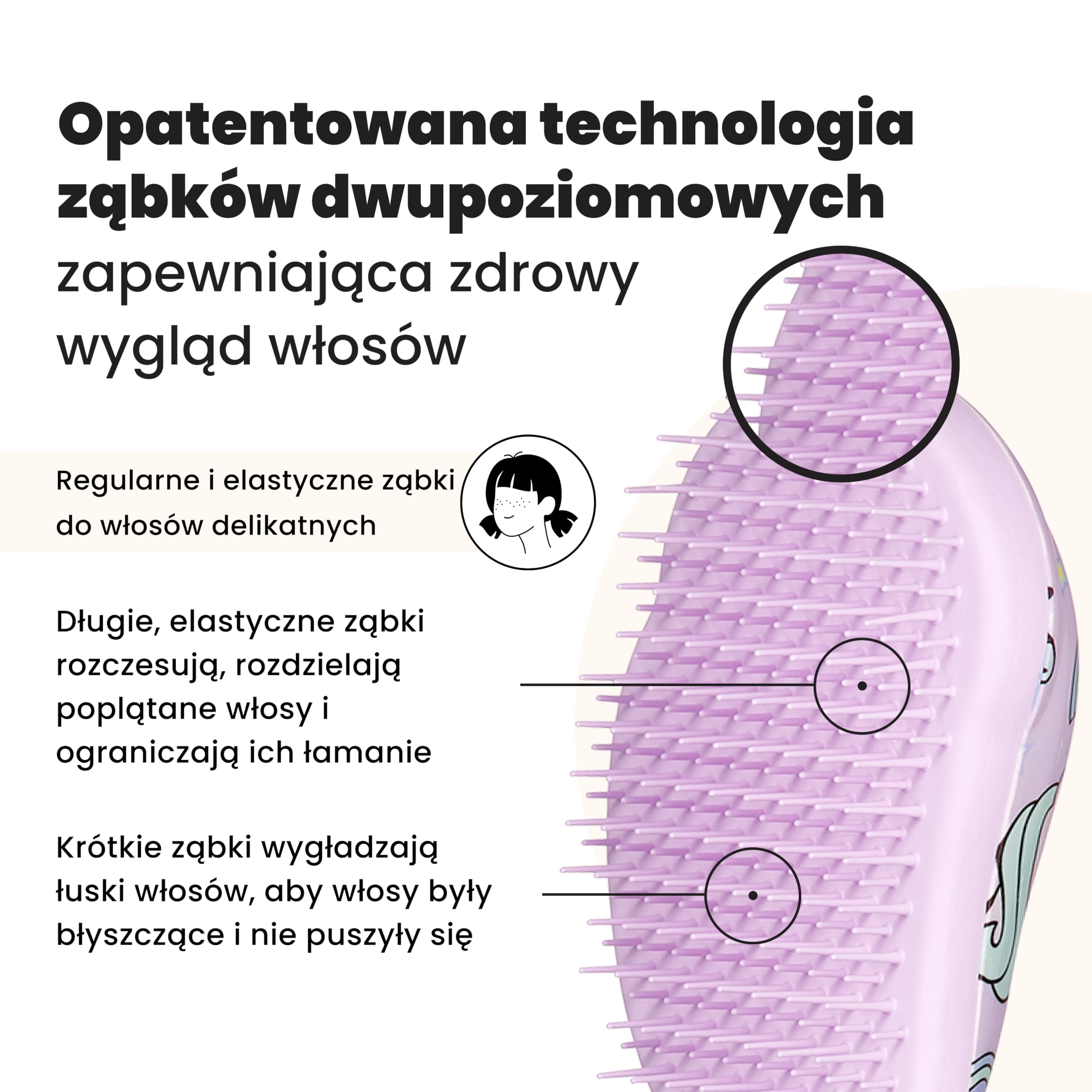 Tangle Teezer Mini Original - do włosów mokrych i suchych - szczotka do rozczesywania do wszystkich rodzajów włosów - idealna szczotka dla dzieci i w podróży - Magia jednorożców