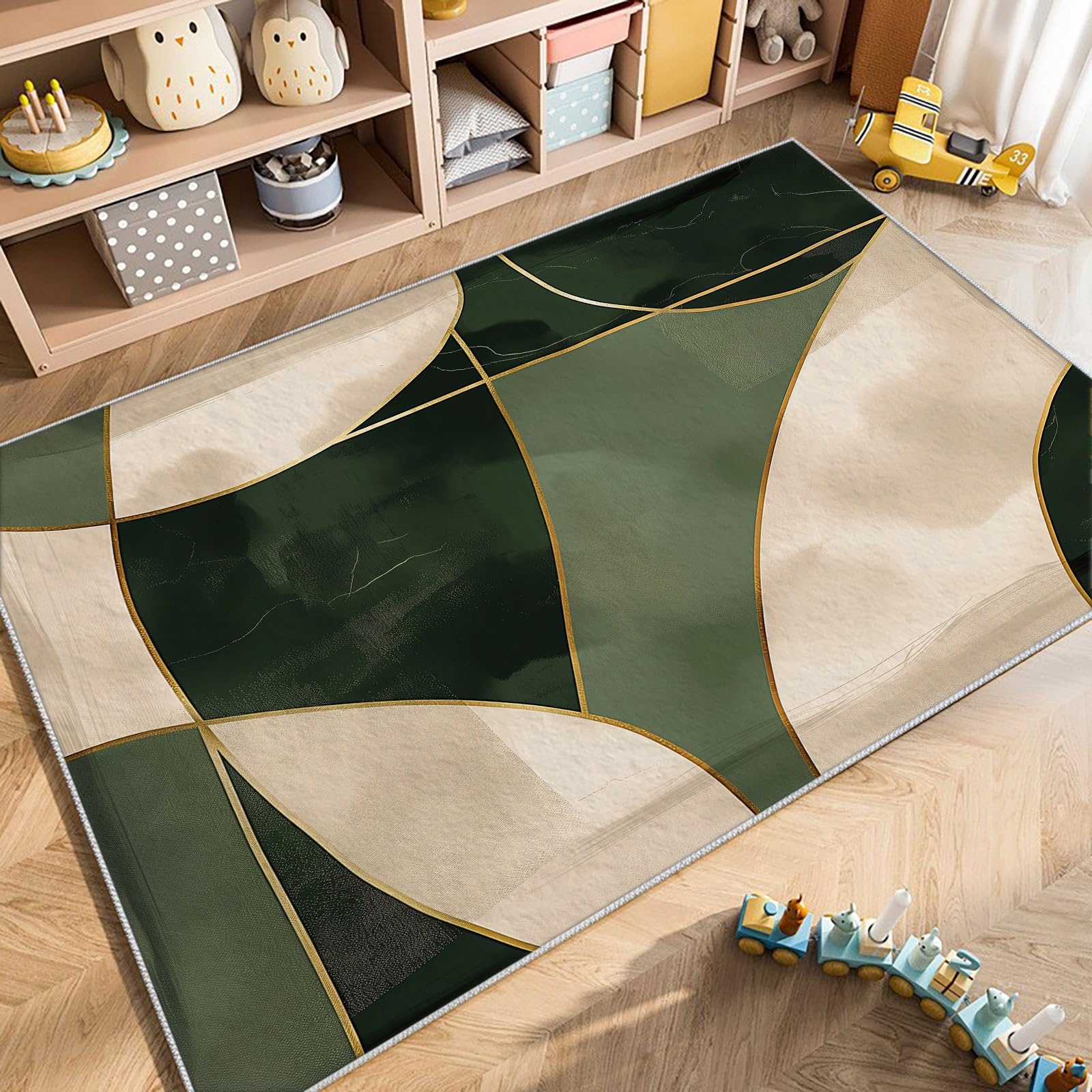 Dywaniki do salonu 160 x 230 cm, minimalistyczny styl abstrakcyjne paski dywan z krótkim włosiem do sypialni zielony las, dywaniki można prać w pralce