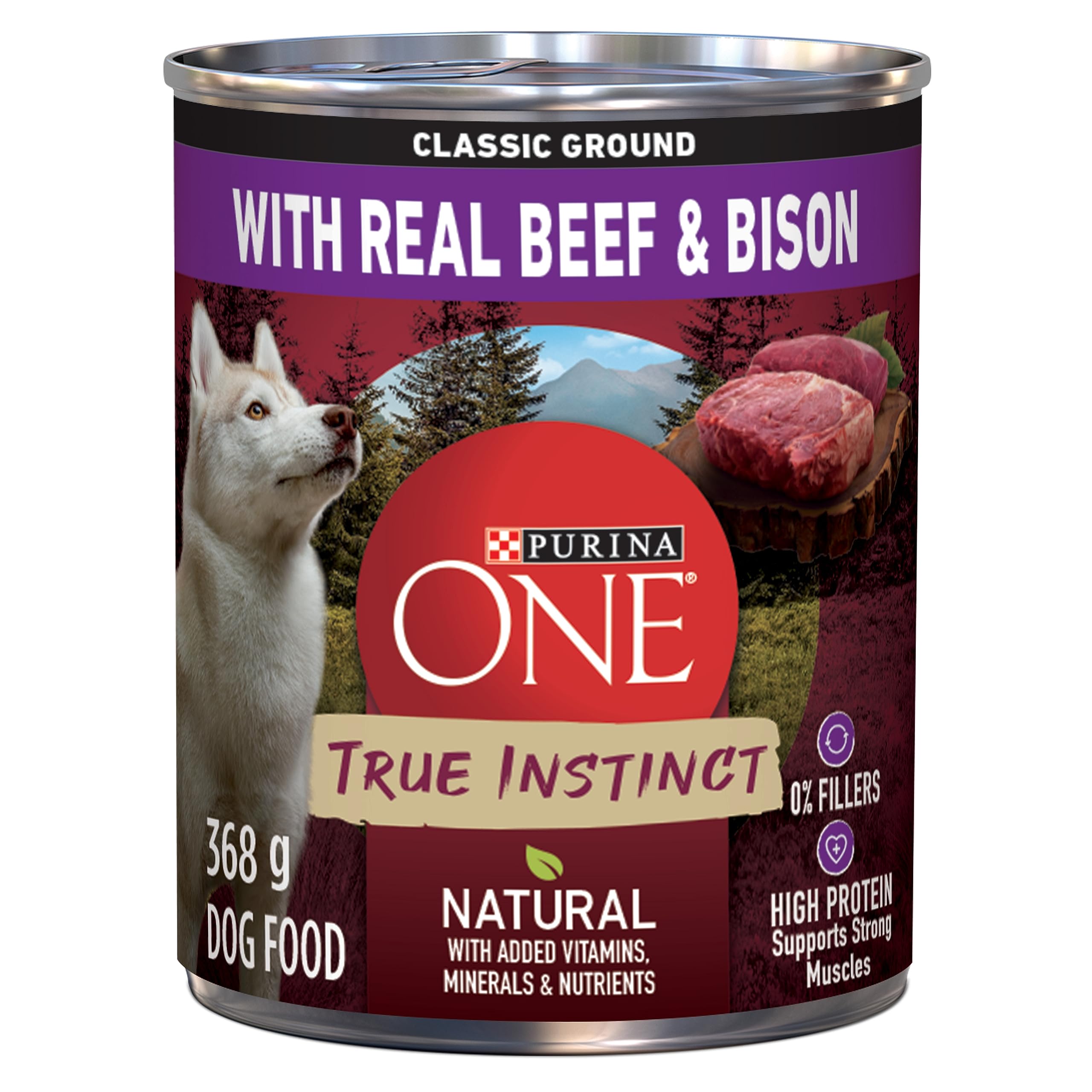 Purina ONE Classic Ground True Instinct Wet Dog Food, Beef & Bison
