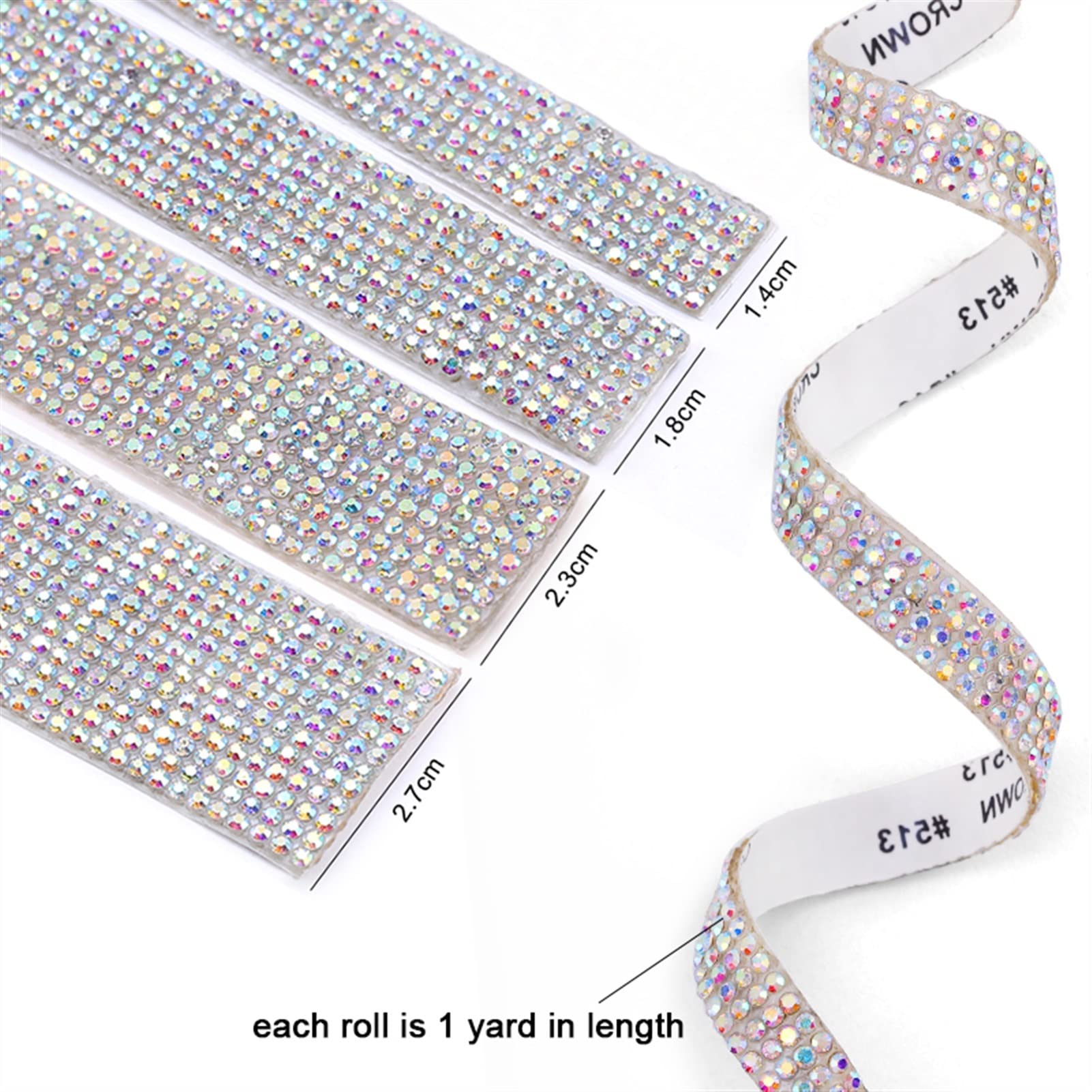 ACiyD Mehrzweck 4 Rollen Selbstklebende Strasssteine Trim Set Ribbon Glitter Glänzendes Kristallband Kette Autokleidung Strass Dekorationen für Geschenkverpackungen Handwerk (Color : Clear) (Clear)