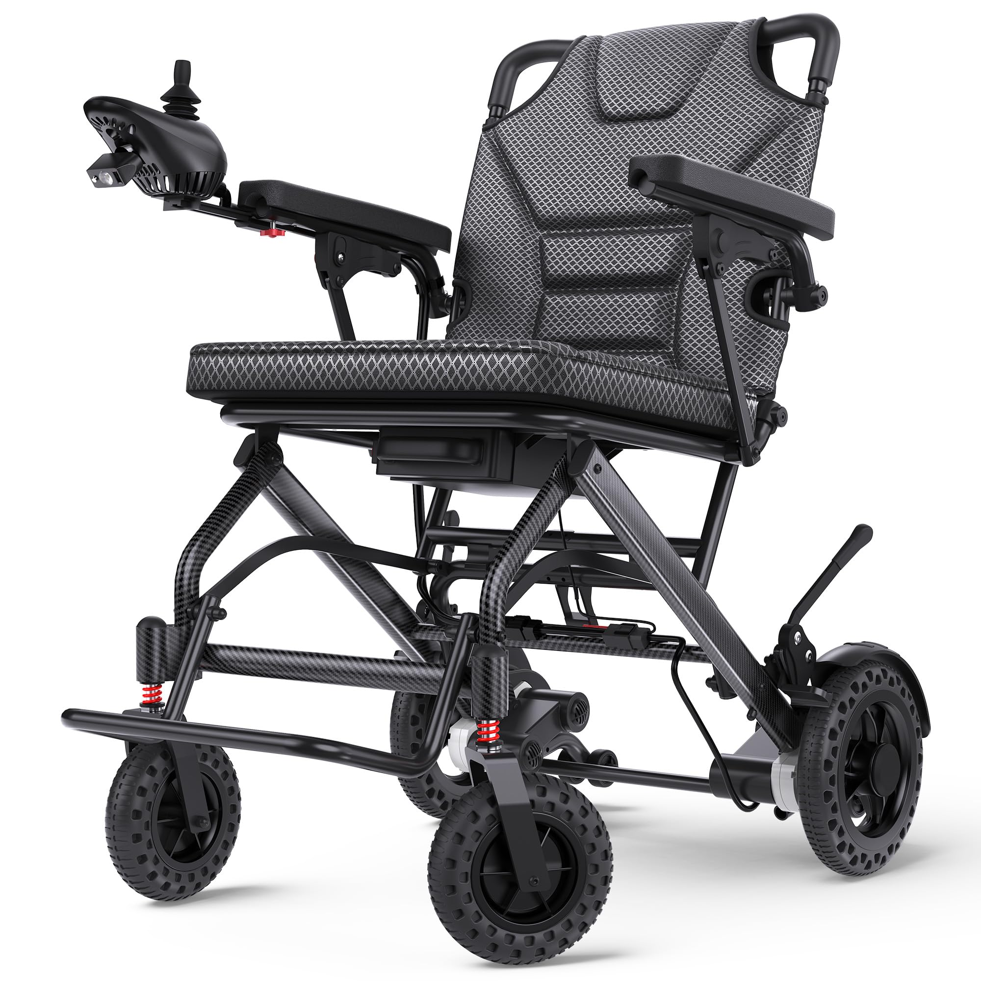 Electric Wheelchair Lightweight, 360W Dual Motor Power Wheelchair, Motorized Collapsible Foldable Wheelchair for Adults Seniors, All Terrain Travel Size (Seat Width:17.72" - 12.5 Miles Range)