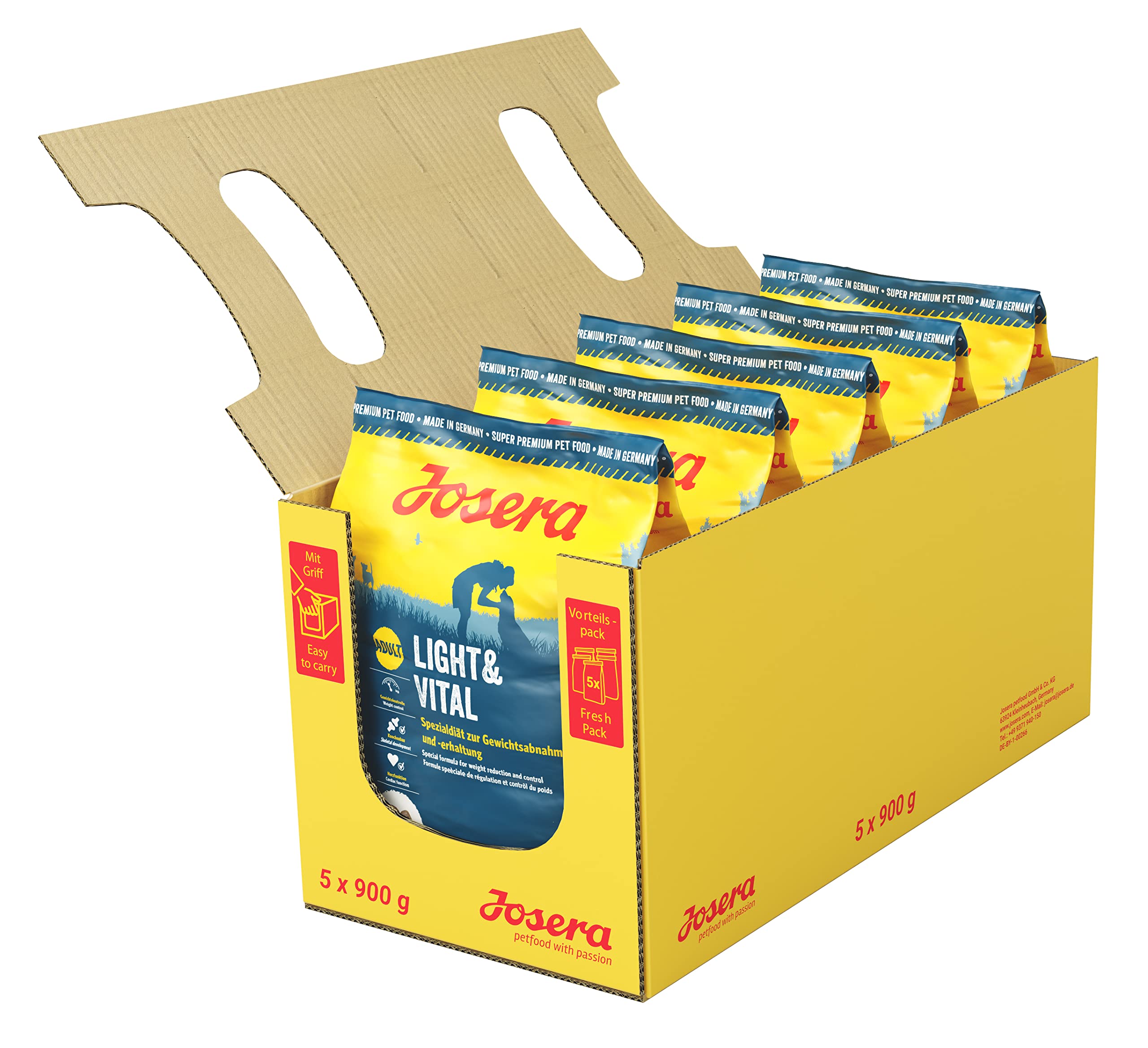 Josera - Pienso para Perros - Pack 5 x 900 g - Light & Vital - Con Ave de Corral - Mascota Adulta Mediana y Grande - Ayuda a Bajar y Controlar el Peso
