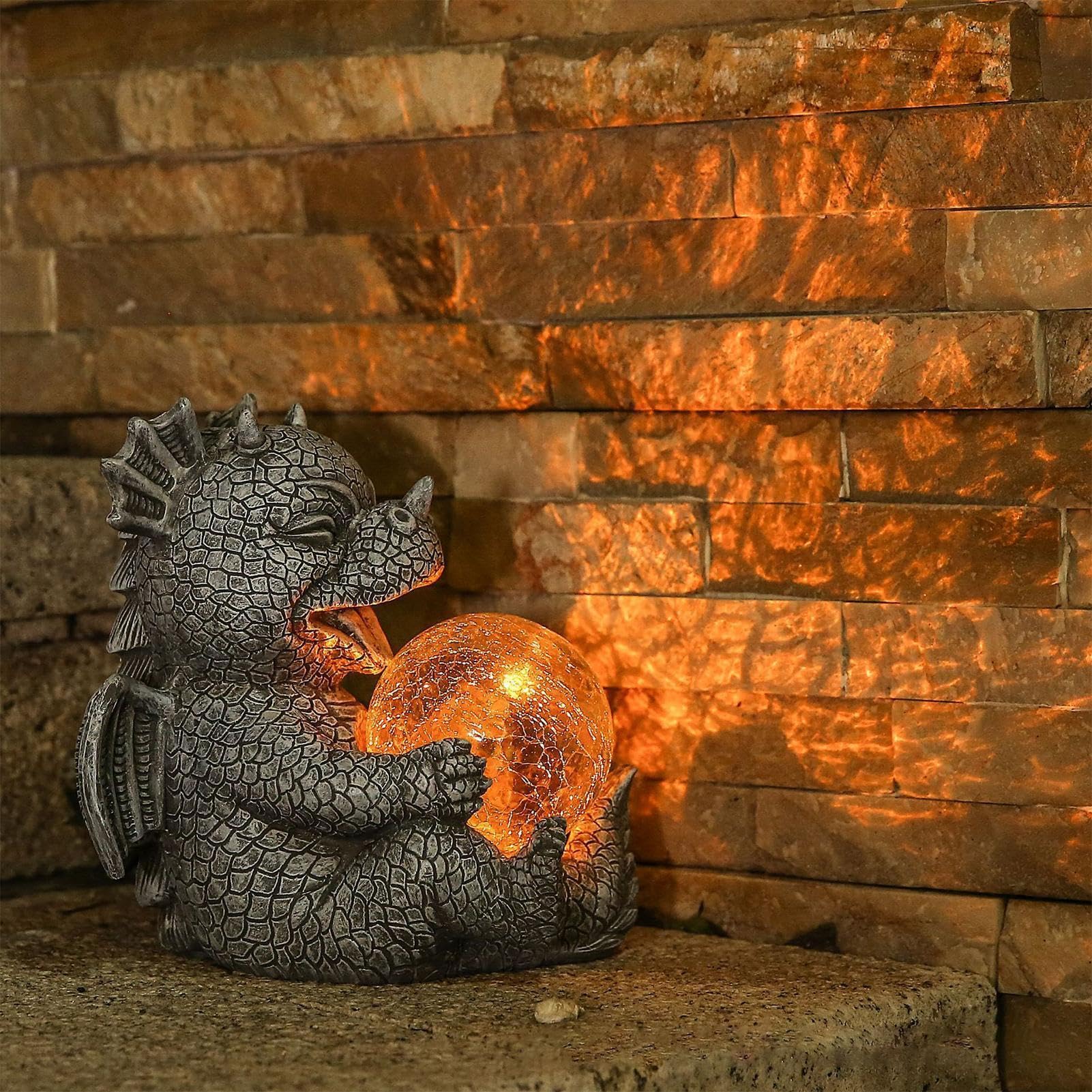 Figurka , żywica dinozaur ozdoba podwórka, solarna kula świetlna statuetka | do dekoracji podwórka, ogrodu i patio