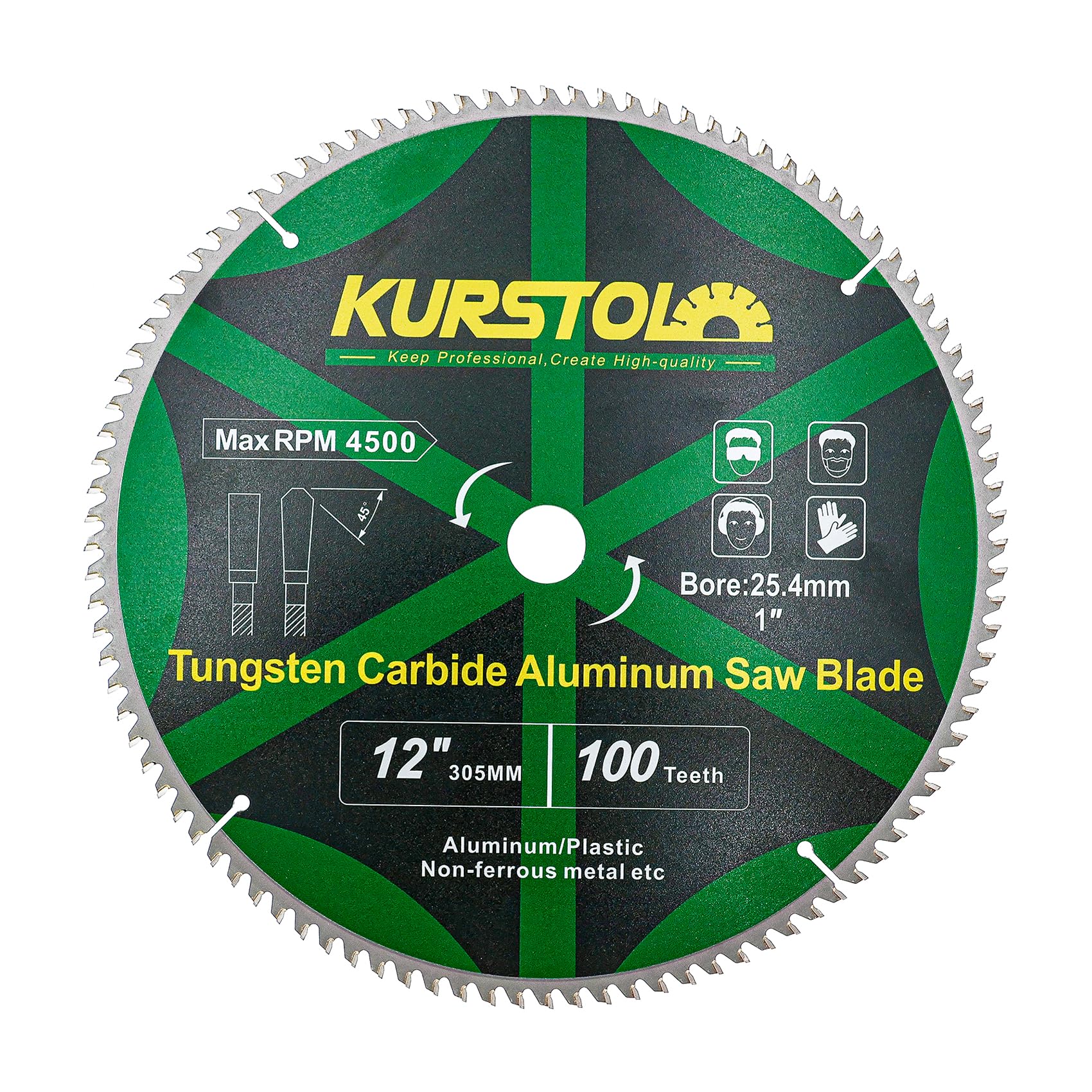 Metall-Kreissägeblatt 305 x 25,4mm - TCG Aluminium-Kreissägeblatt 100 Zähne für Aluminium, Nichteisenmetall, Kunststoff