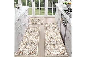 HEBE Farmhouse Kitchen Rugs Sets of 3 Boho Kitchen Runner Rugs and Mats