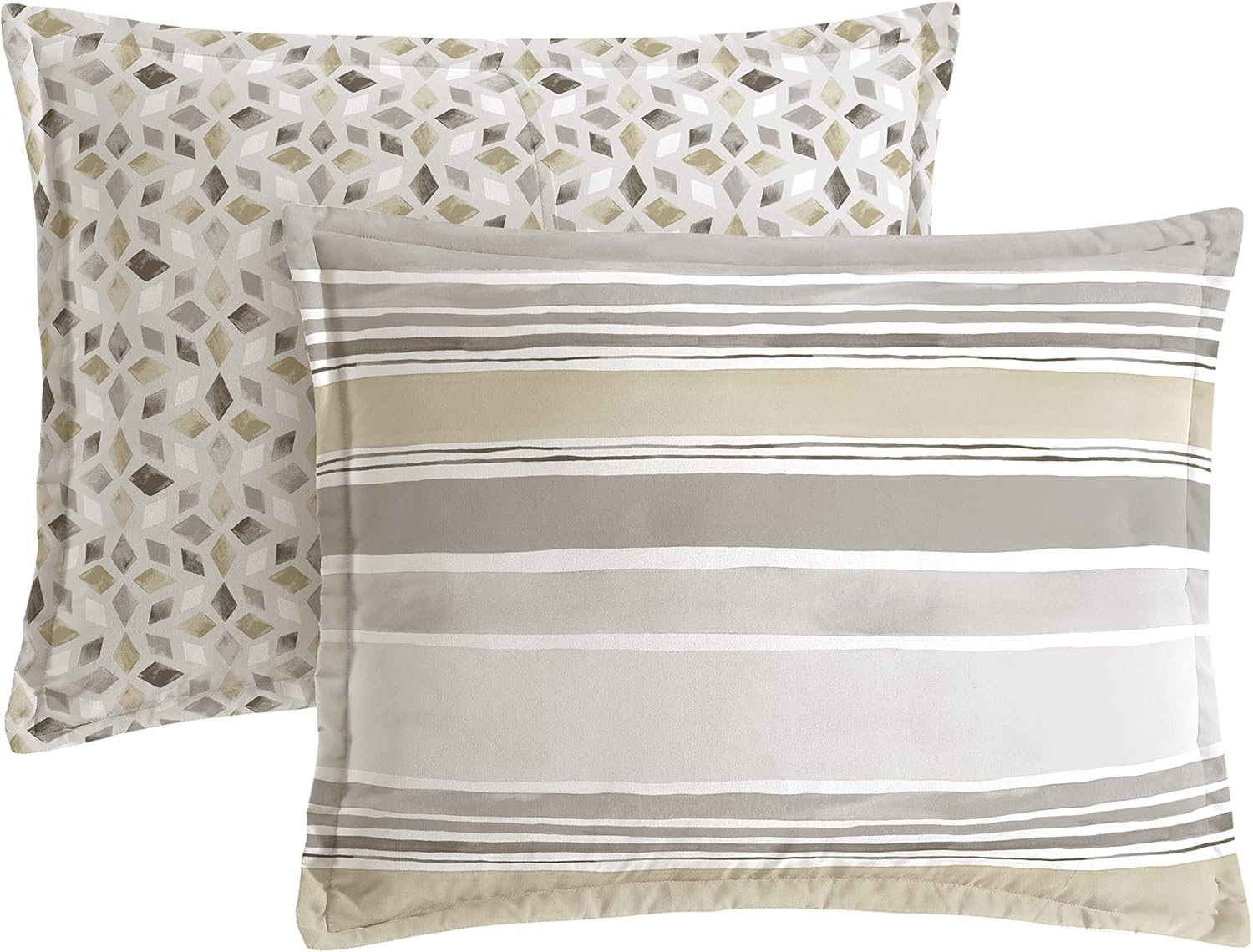 Scott Living Channing Reversible Cotton Duvet Cover King Size - 3 Piece | 1 Gray Duvet Cover - 2 Pillow Shams | Modern Stripe Geometric Design | Apartment Decor | Luxury Bedspread | Neutral Grey