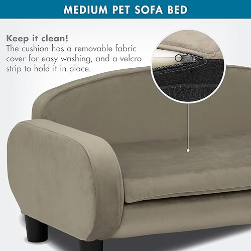 Miniatura 4 de Paws & Purrs Sofá moderno para mascotas de 35.5 pulgadas de ancho para perros o gatos medianos con funda de colchón extraíble y lavable