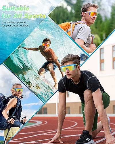 Miniatura 4 de Fabbay 3 pares de lentes de sol de neón retro espejados de los años 80 y 90 s semi sin montura de lentes de sol de colores para deportes hombres