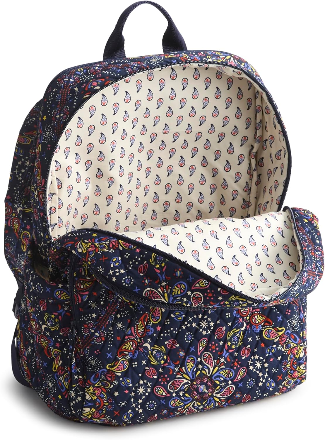 Vera Bradley Women's Premium Cotton Large Bancroft Backpack, Starry Paisley, One Size - Image 3
