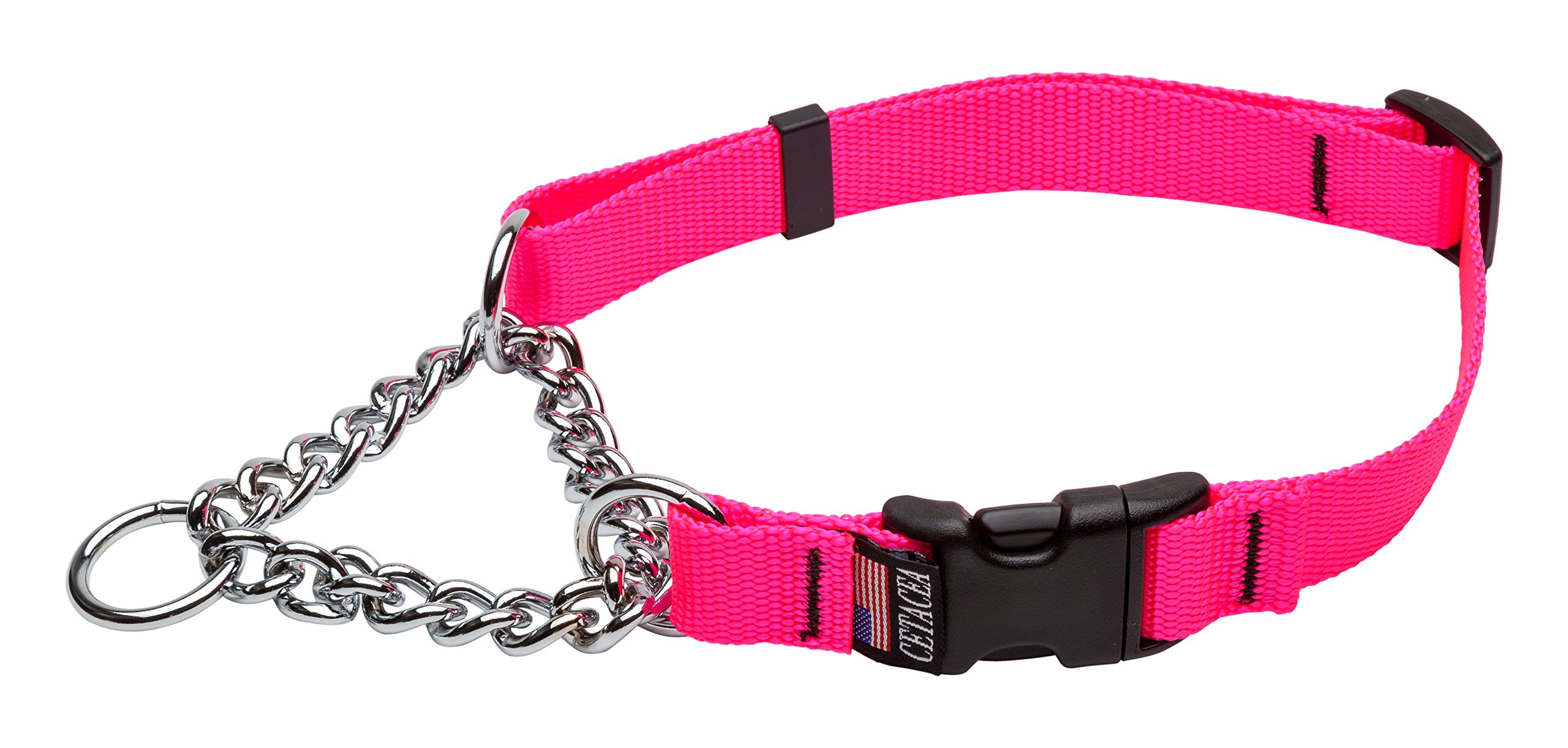 Cetacea Chain Martingale Collar with Quick Release, Large, Pink