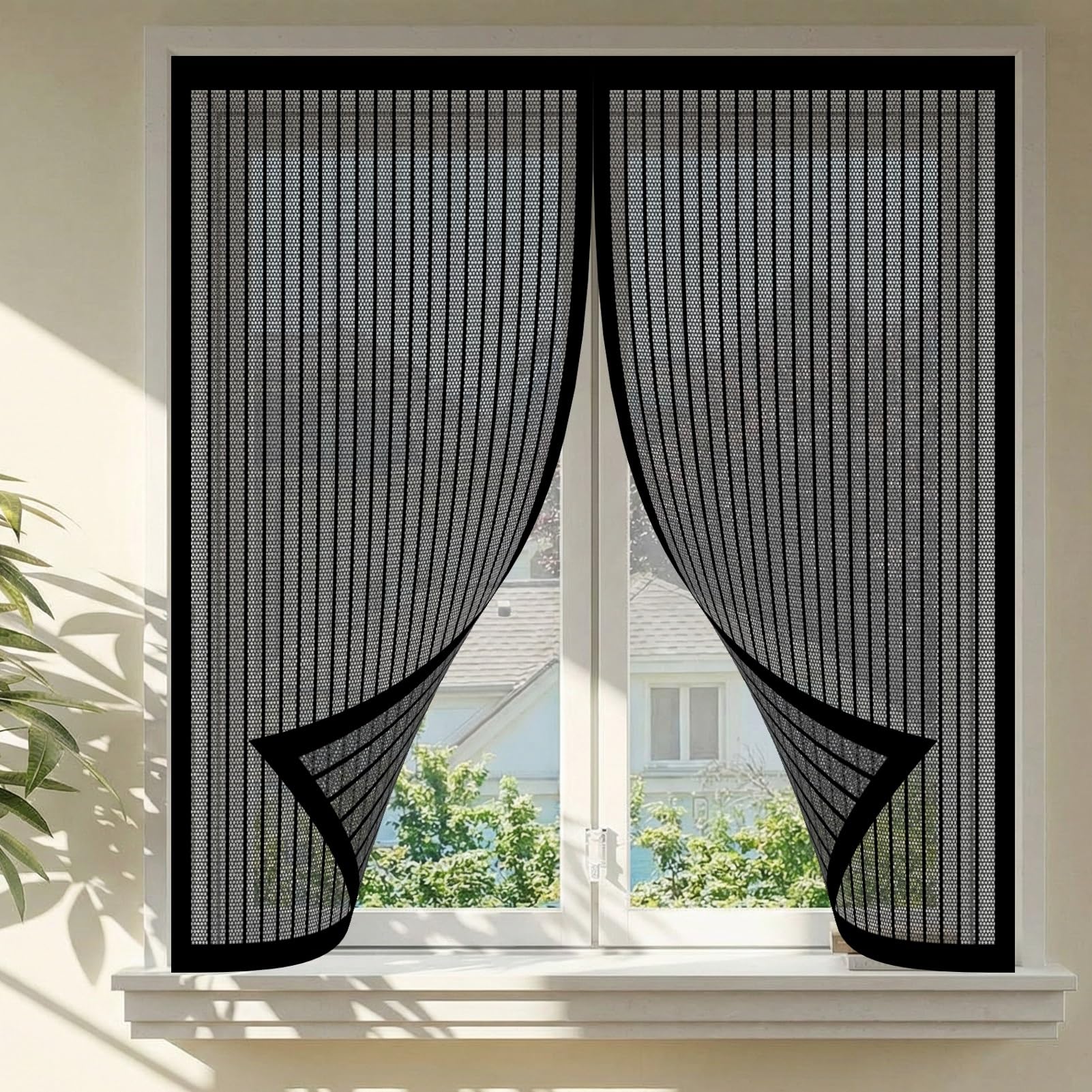 Fly Screens for Windows 192 x 182 cm Easy Installation Bug Net Fly Screen Window Nets Durable & Easy to Maintain Fitted to Multiple Windows, Black