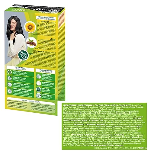 Miniatura 2 de Tinte permanente para el cabello, coloración permanente para el cabello. Sin amoníaco, resorcinol, parabenos o PDD. (~1 cabello negro)