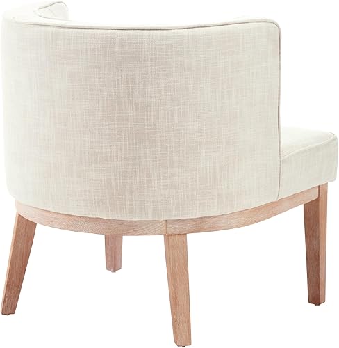 Miniatura 23 de Sillas decorativas de barril, sillas decorativas de lino, sillas laterales modernas tapizadas para sofá individual con patas de madera, cómodas