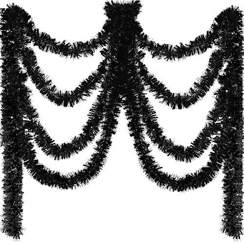 Shappy Guirnalda patriótica de oropel de 393.7 pies con purpurina para boda, Día de la Independencia, Halloween, fiesta de cumpleaños (negro) Shappy Guirnalda patriótica de oropel de 393.7 pies con purpurina para boda, Día de la Independencia, Halloween, fiesta de cumpleaños (negro)