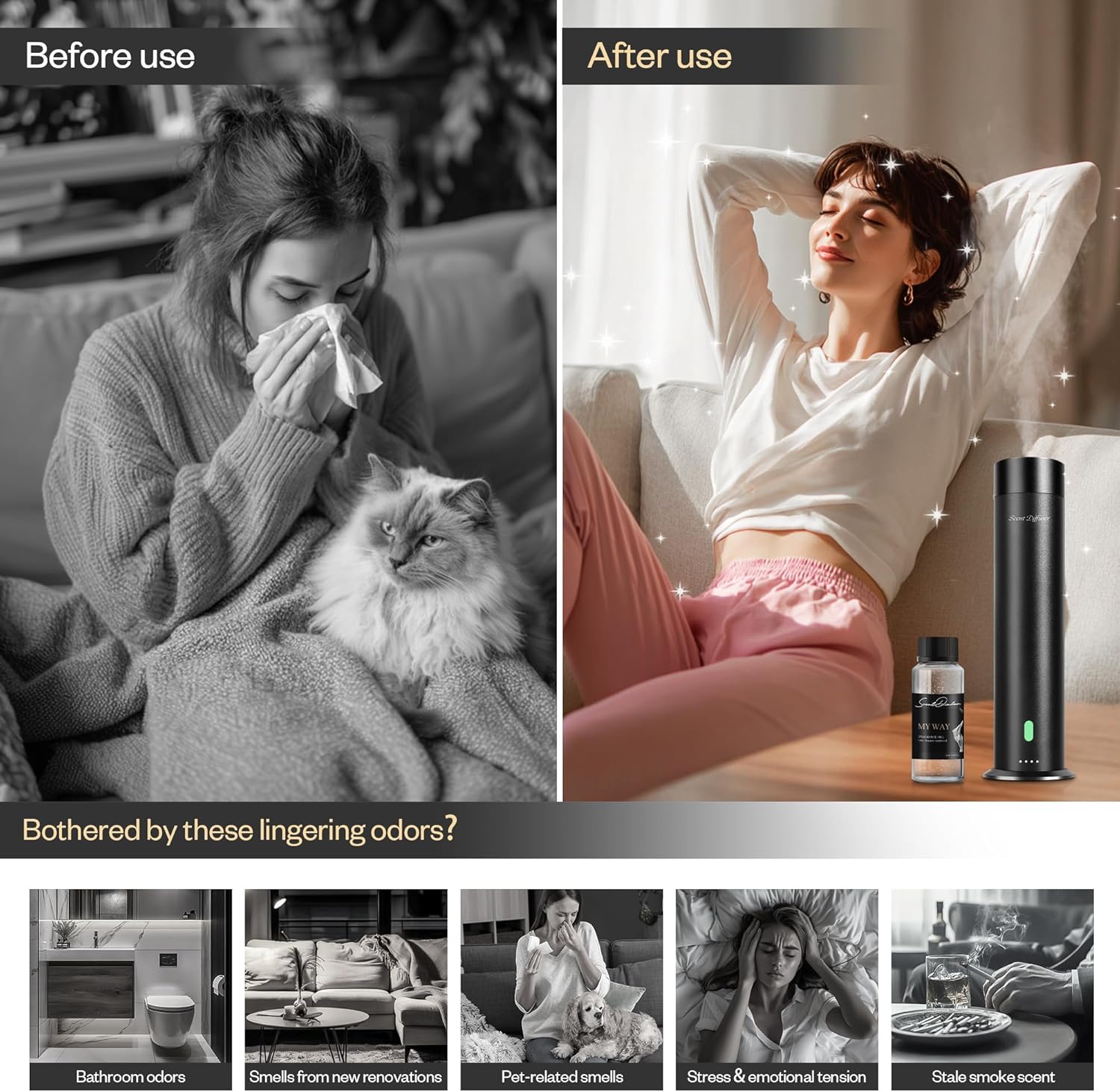My Way Diffuser Oil - Hotel Diffuser Oil Inspired by Luxury 5-Star Hotel - Woody Notes - Comforting Cedar, Cypress, Lemon - Fragrance Oil Fits Any Diffuser, 120mL