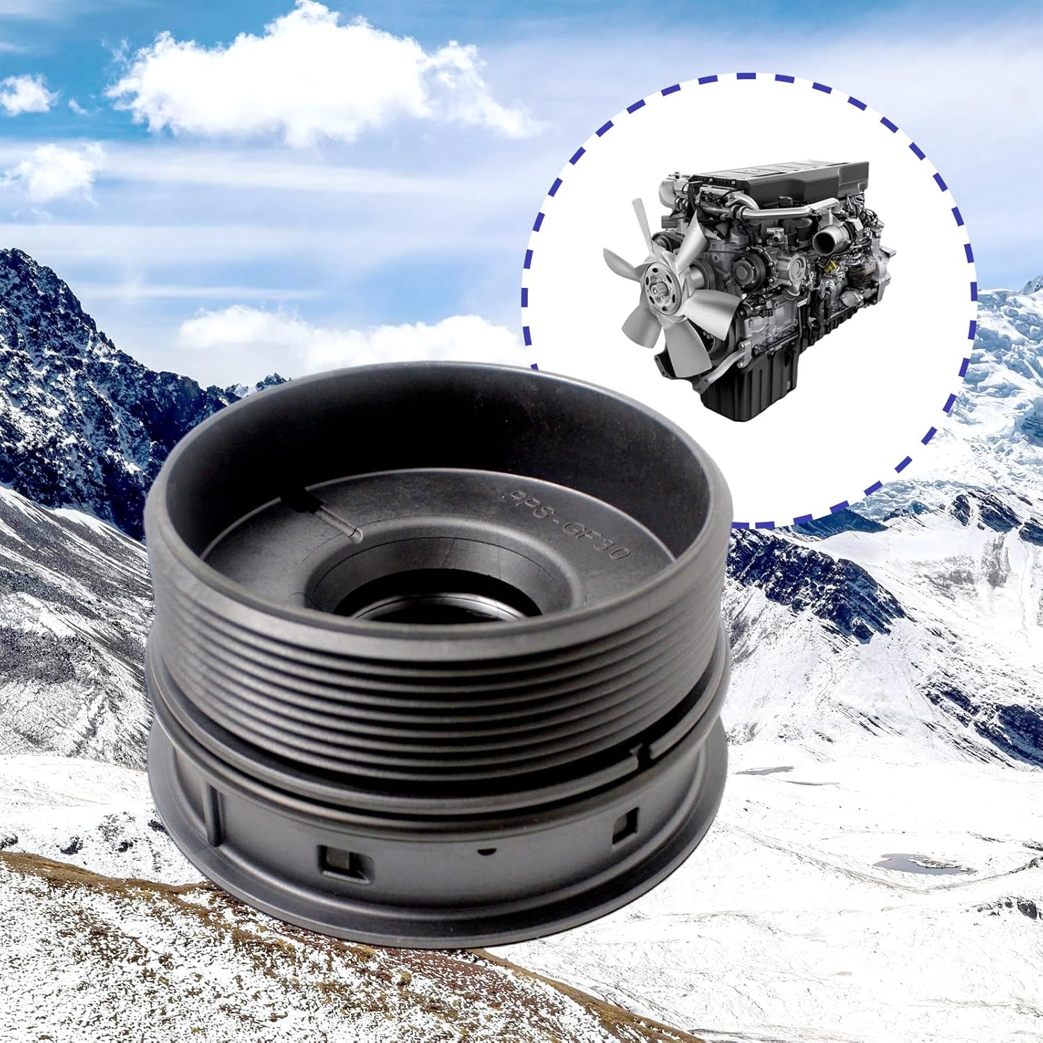 Coolant Filter Cover Compatible with Freightliner Cascadia Truck Detroit DD15, Replace A4722030086